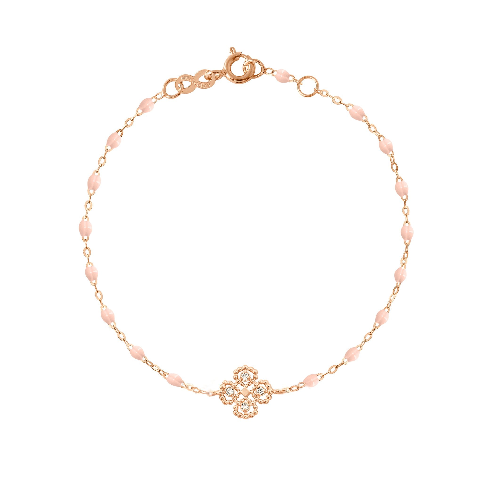 Bracelet rose bébé Lucky Trèfle, diamants, or rose, 17 cm lucky Référence :  b3lk005r2817di -1