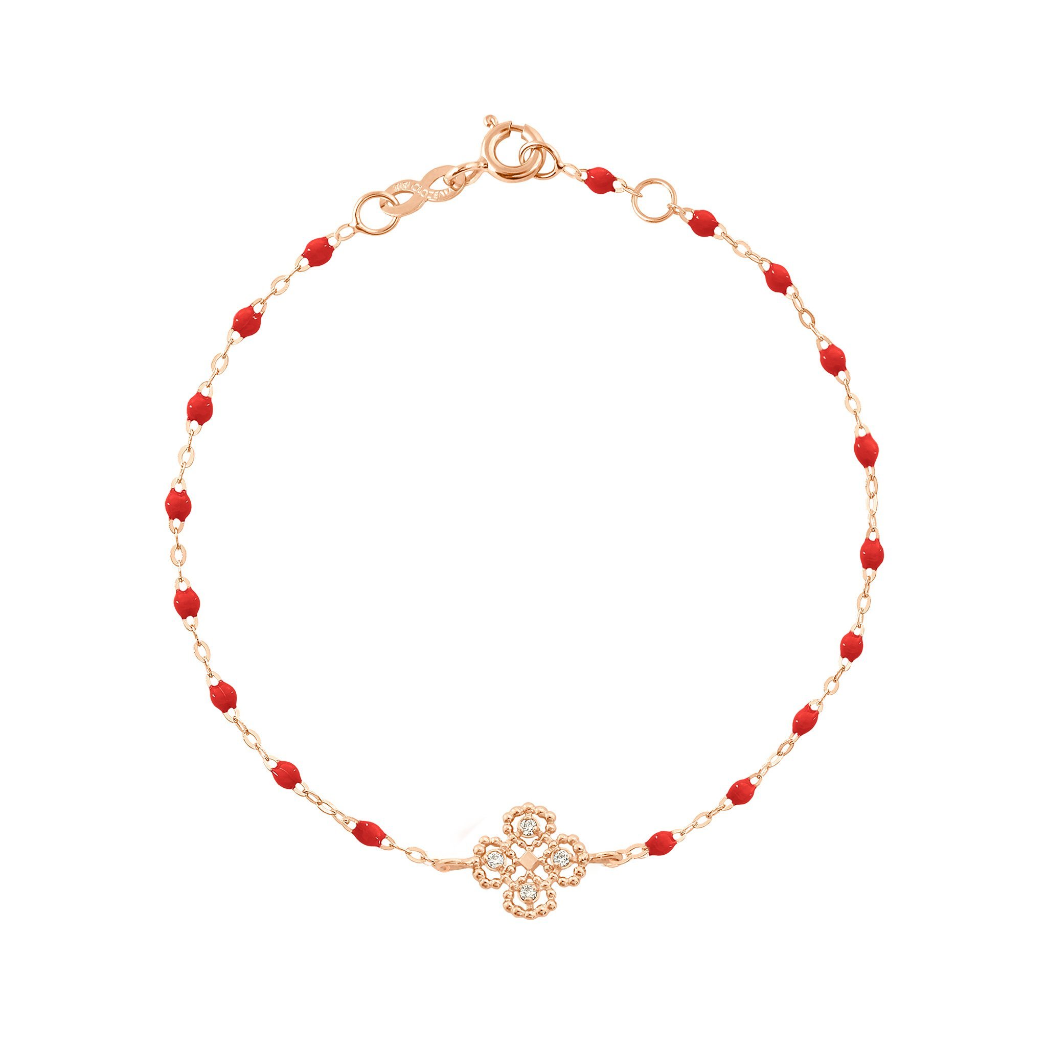 Bracelet coquelicot Lucky Trèfle, diamants, or rose, 17 cm  Référence :  b3lk005r3117di -1