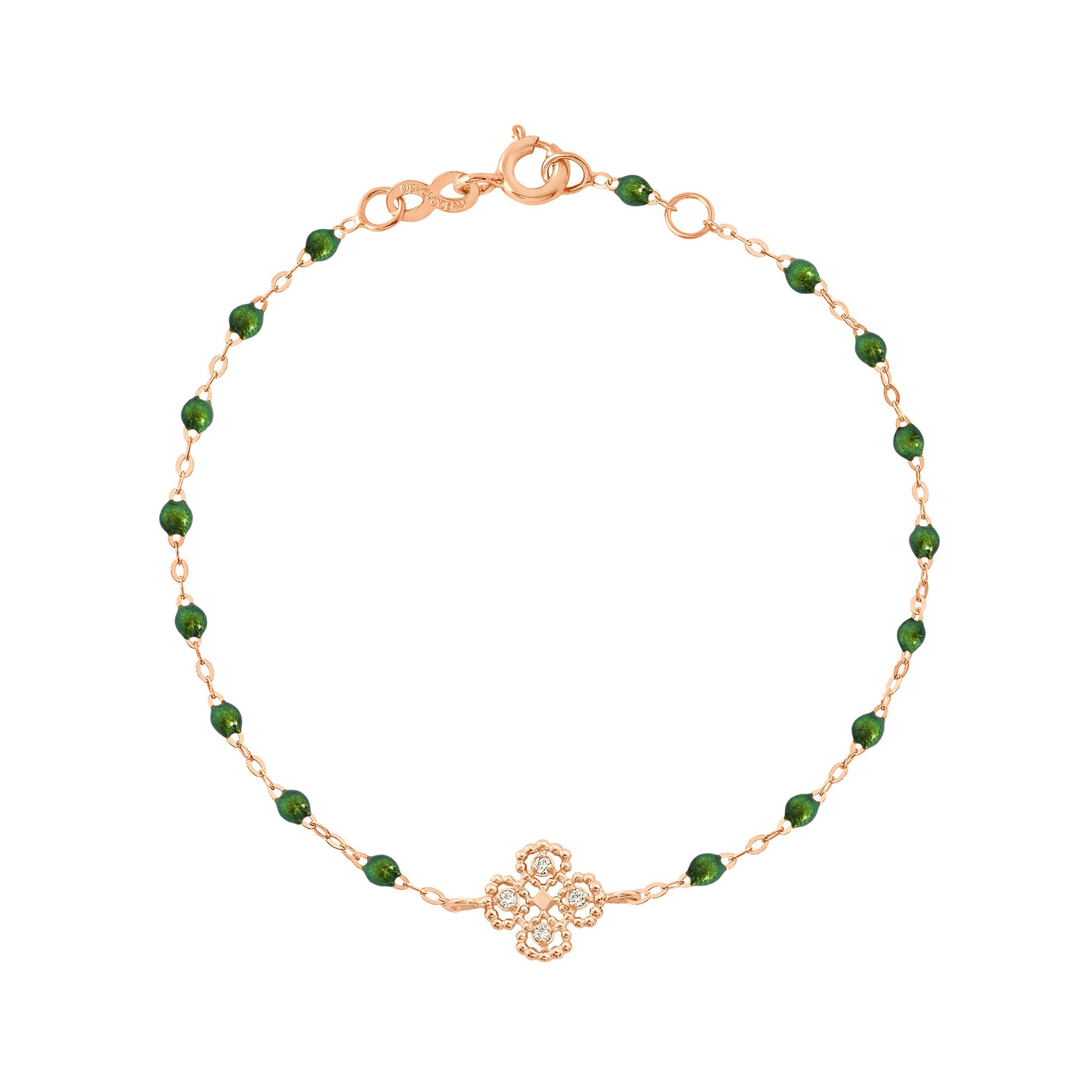 Bracelet scarabée Lucky Trèfle, diamants, or rose, 17 cm lucky Référence :  b3lk005r5617di -1