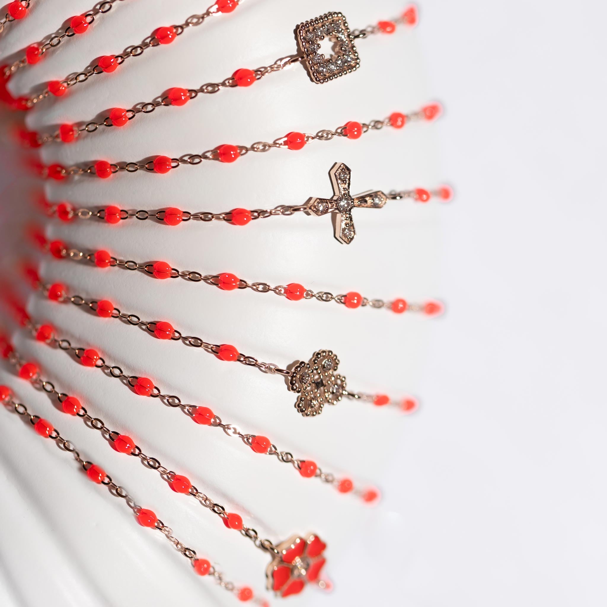 Bracelet corail Lucky Trèfle, diamants, or rose, 17 cm lucky Référence :  b3lk005r5817di -6