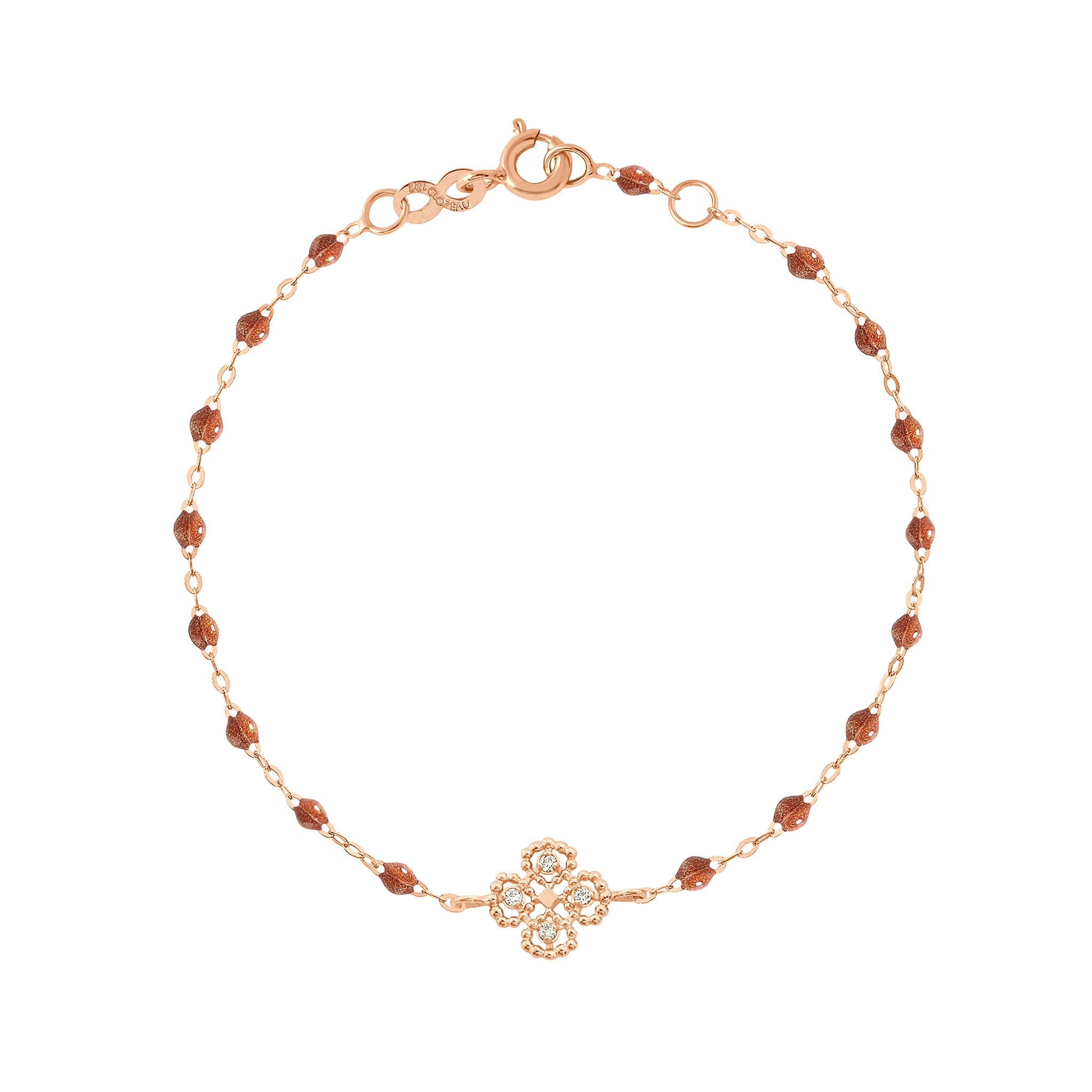 Bracelet fauve Lucky Trèfle, diamants, or rose, 17 cm lucky Référence :  b3lk005r5917di -1