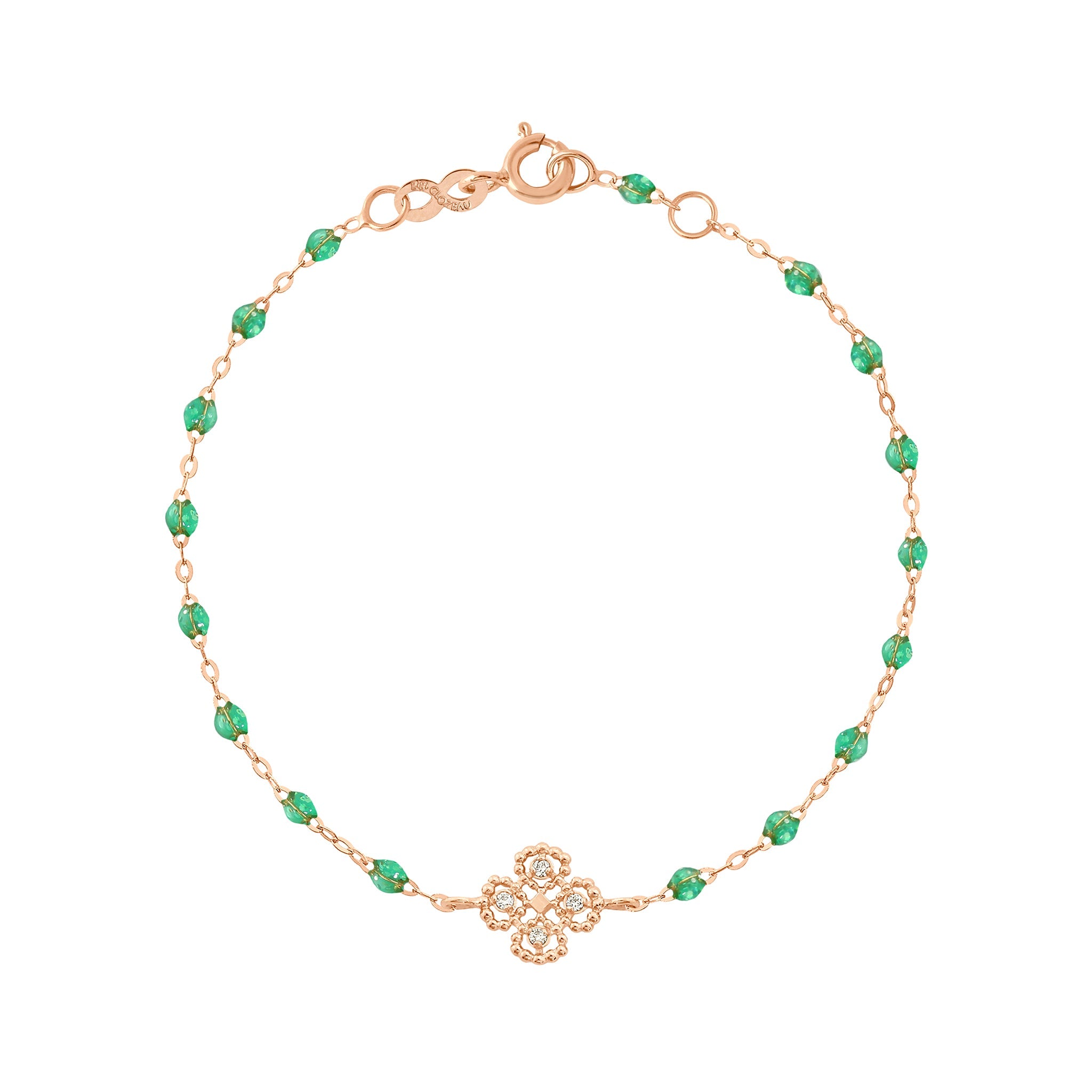 Bracelet menthe Lucky Trèfle, diamants, or rose, 17 cm lucky Référence :  b3lk005r6017di -1