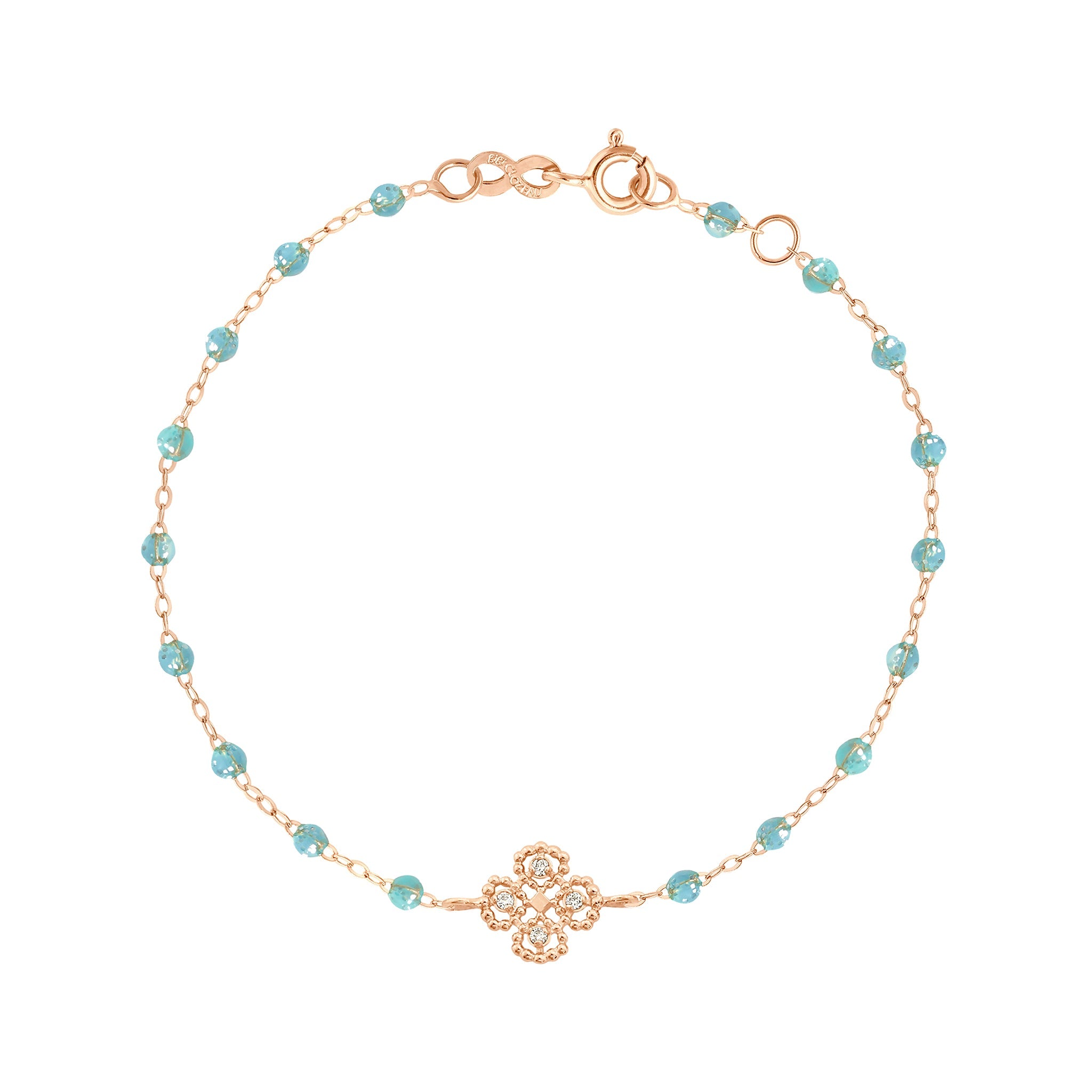 Bracelet aqua Lucky Trèfle, diamants, or rose, 17 cm lucky Référence :  b3lk005r6217di -1