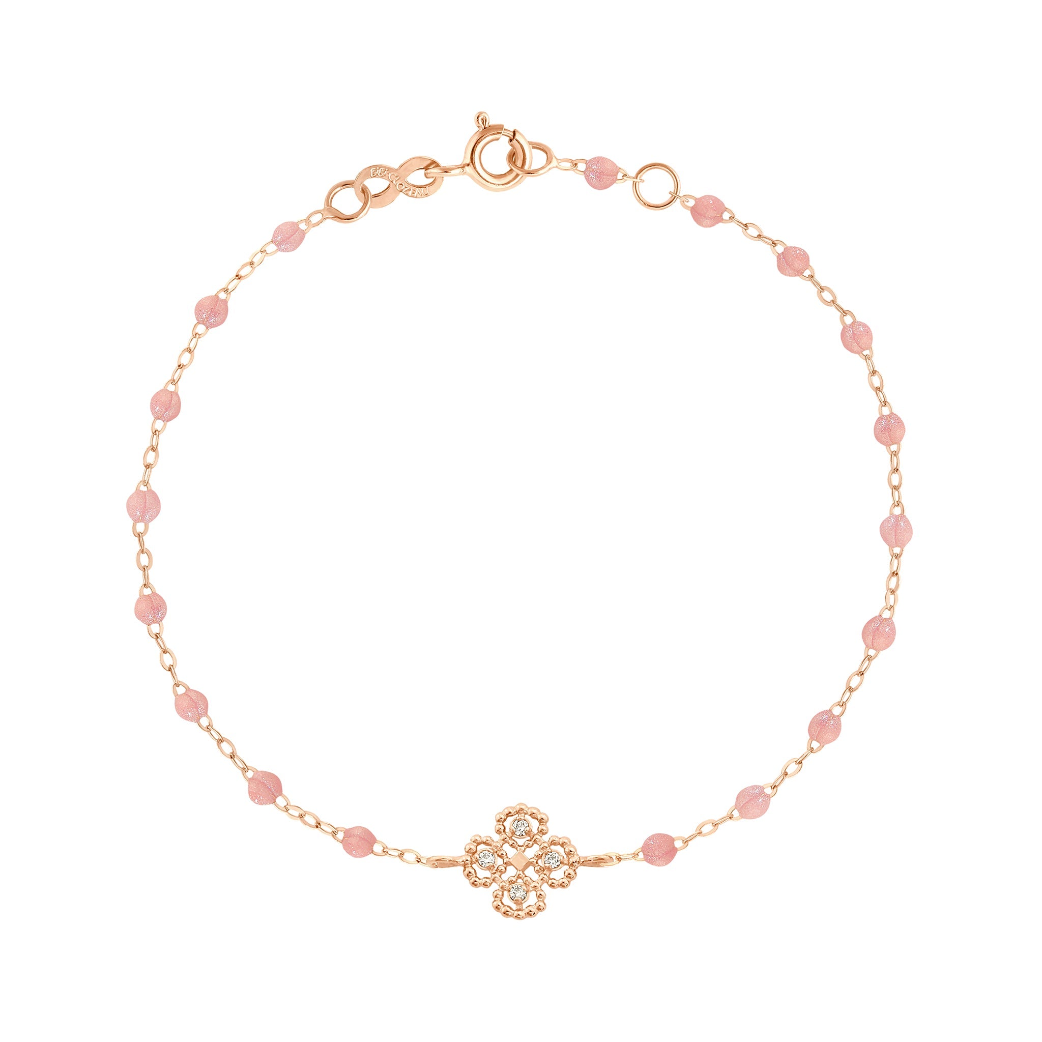 Bracelet blush Lucky Trèfle, diamants, or rose, 17 cm lucky Référence :  b3lk005r6317di -1