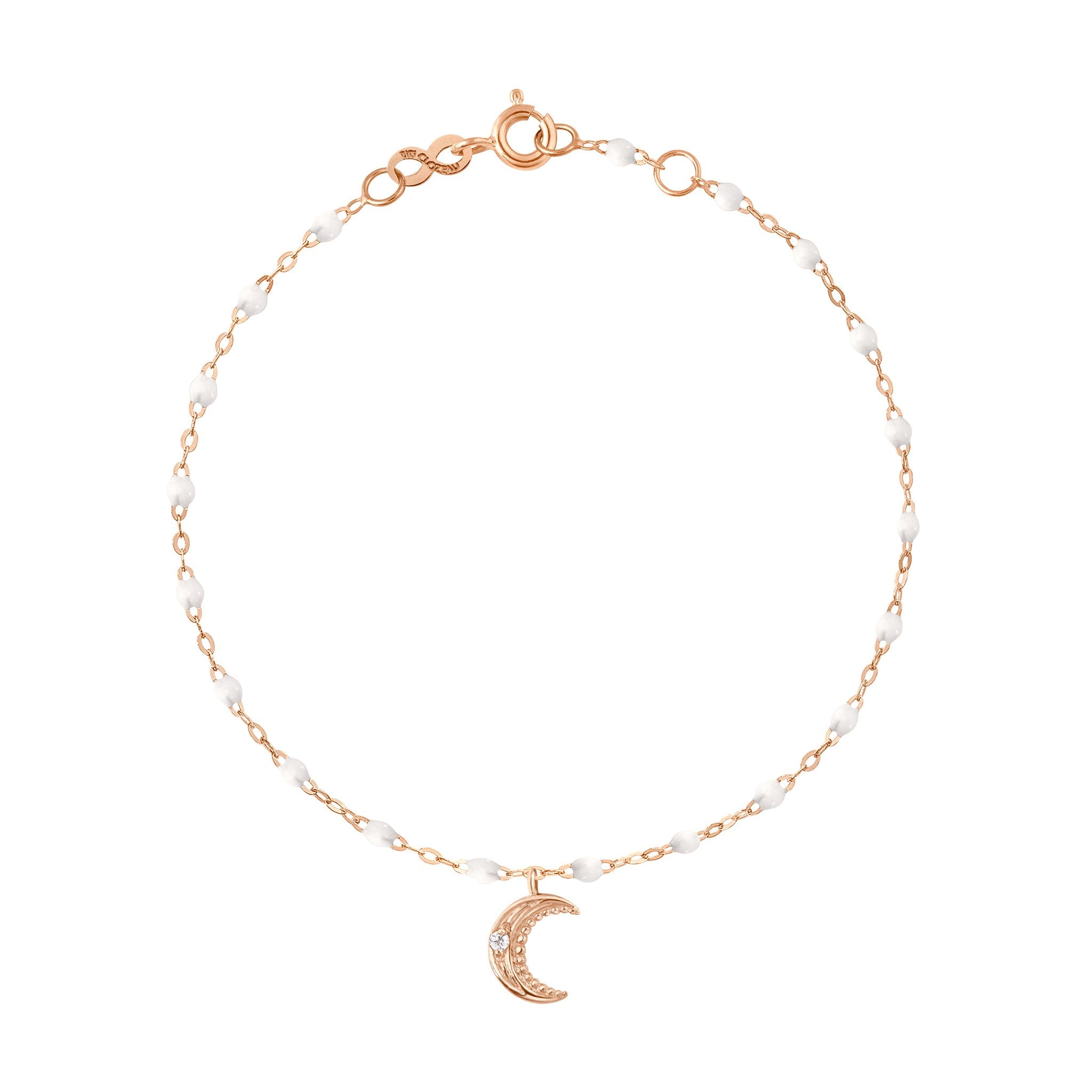 Bracelet blanc Lune, diamants, or rose, 17 cm pirate Référence :  b3lu001r0117di -1
