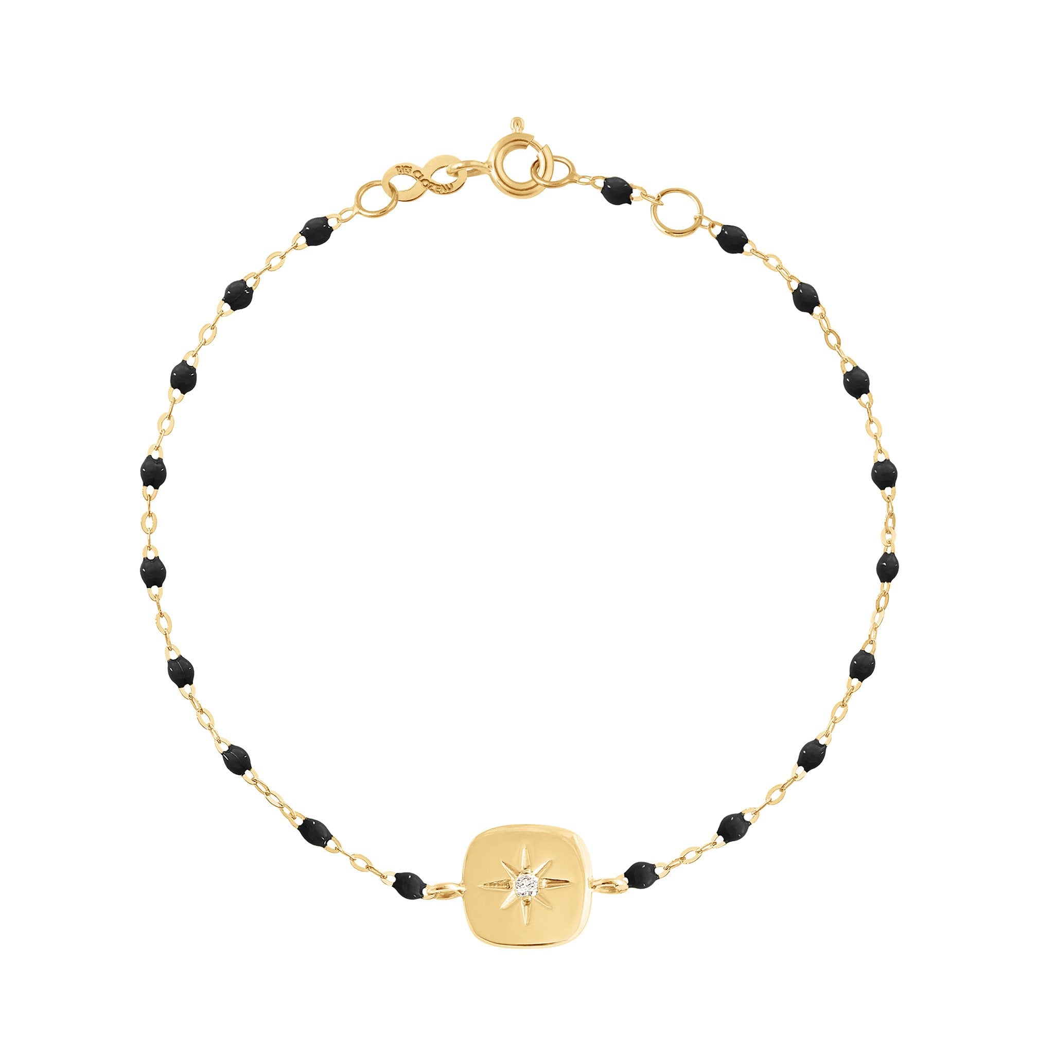 Bracelet noir Miss Gigi diamant, or jaune, 17 cm miss gigi Référence :  b3mg001j2017di -1