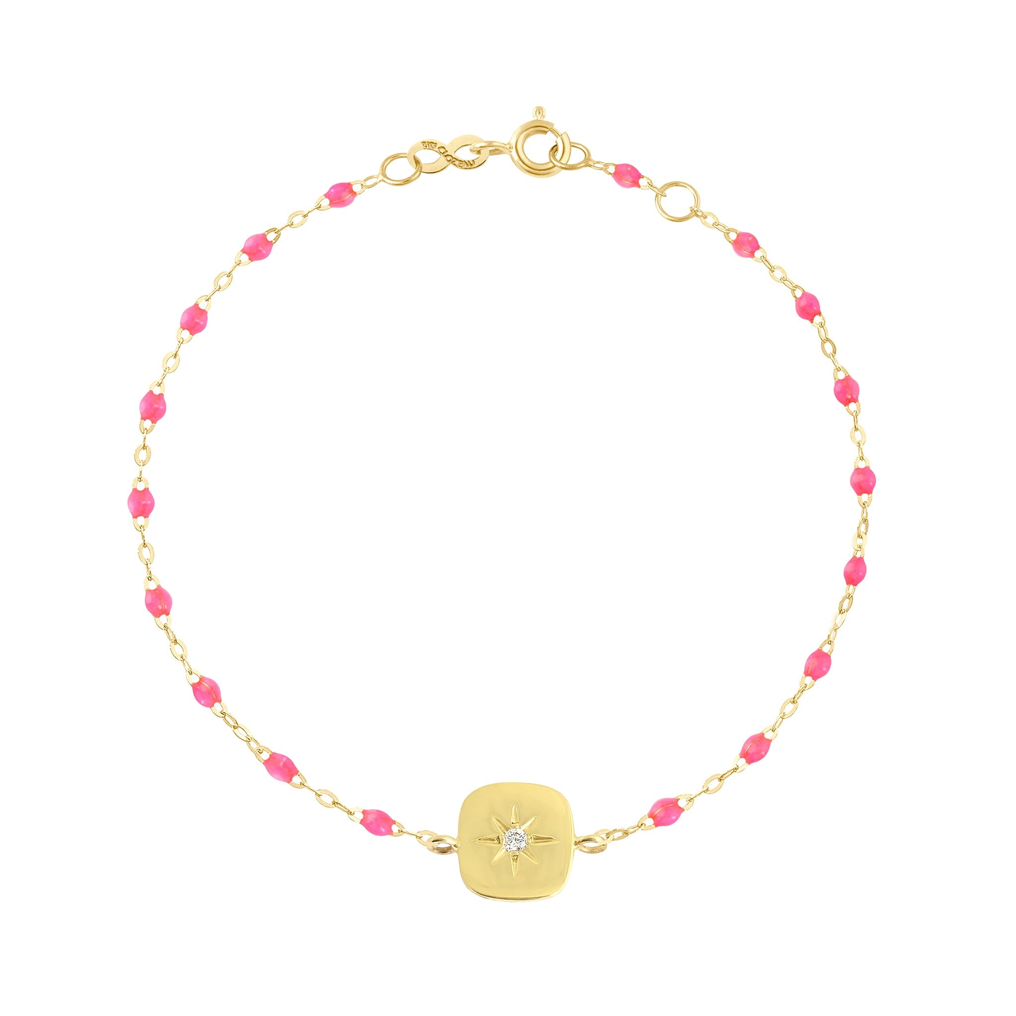Bracelet rose fluo Miss Gigi diamant, or jaune, 17 cm miss gigi Référence :  b3mg001j2917di -1