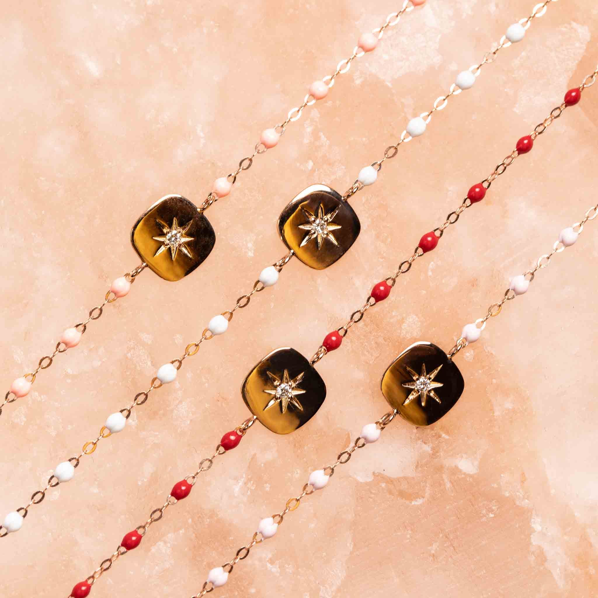 Bracelet coquelicot Miss Gigi diamant, or rose, 17 cm miss gigi Référence :  b3mg001r3117di -3