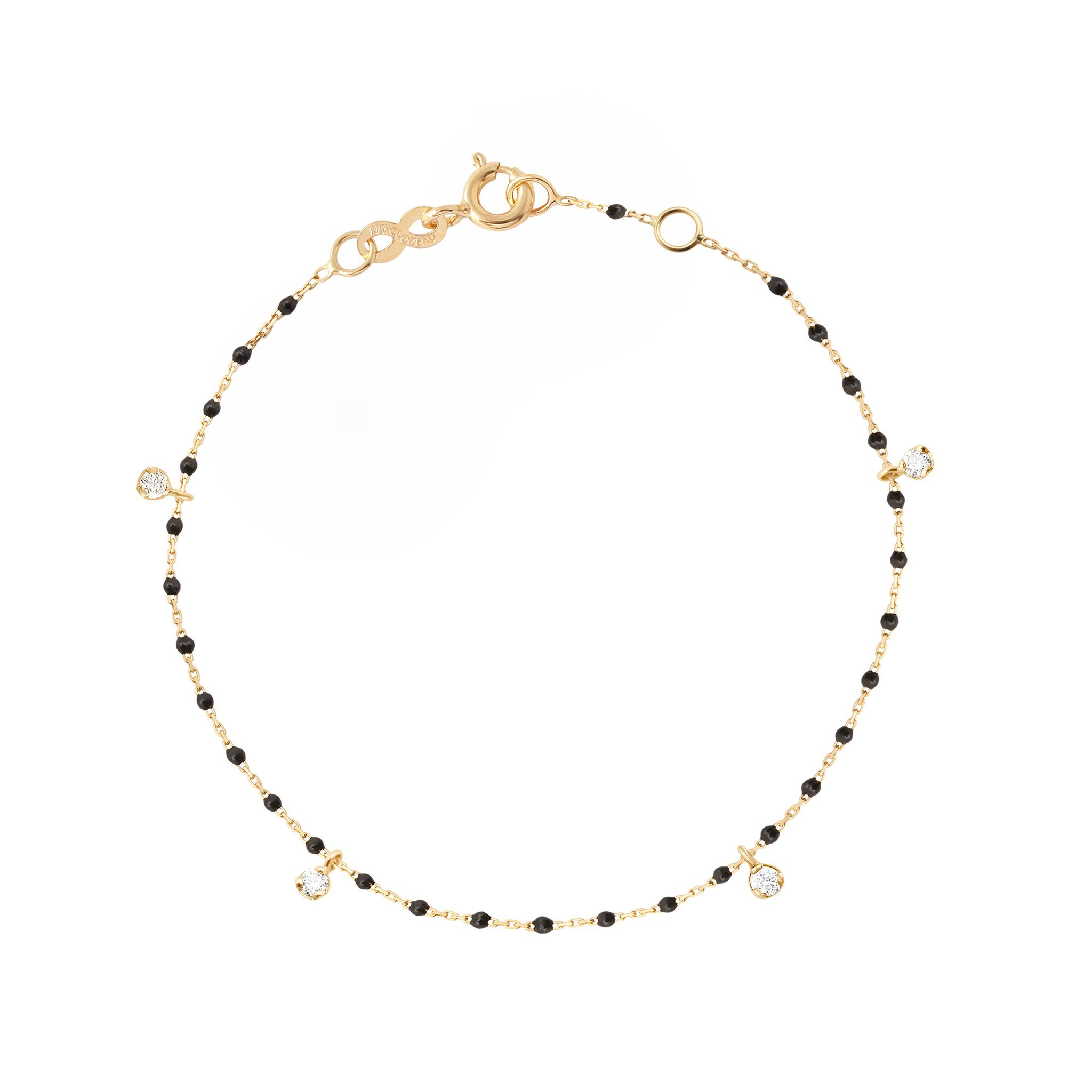 Bracelet noir Mini Gigi, or jaune, 4 diamants, 17 cm mini gigi Référence :  b3mi004j2017di -1
