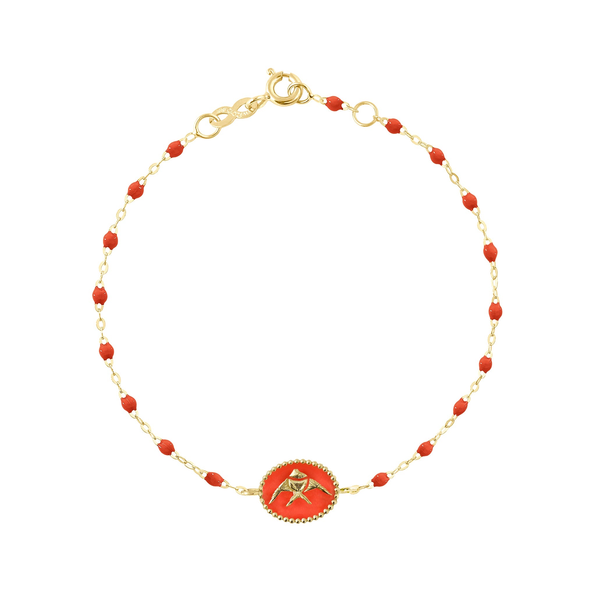 Bracelet Poisson Ange résine corail, or jaune, 17 cm voyage Référence :  b3po002j5817xx -1