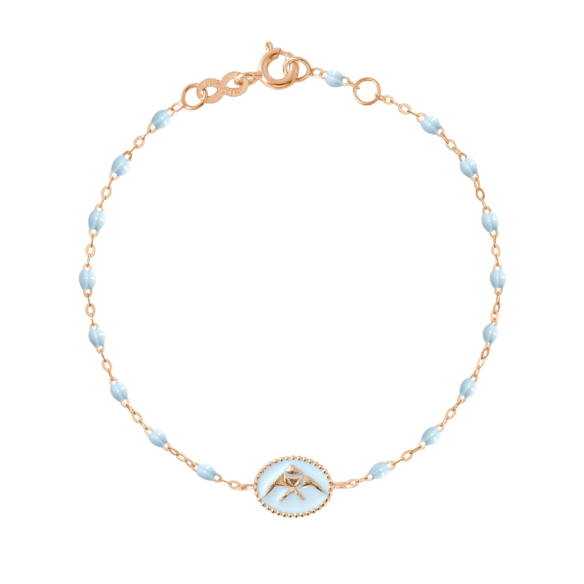 Bracelet Poisson Ange résine bleu layette, or rose, 17 cm voyage Référence :  b3po002r1517xx -1