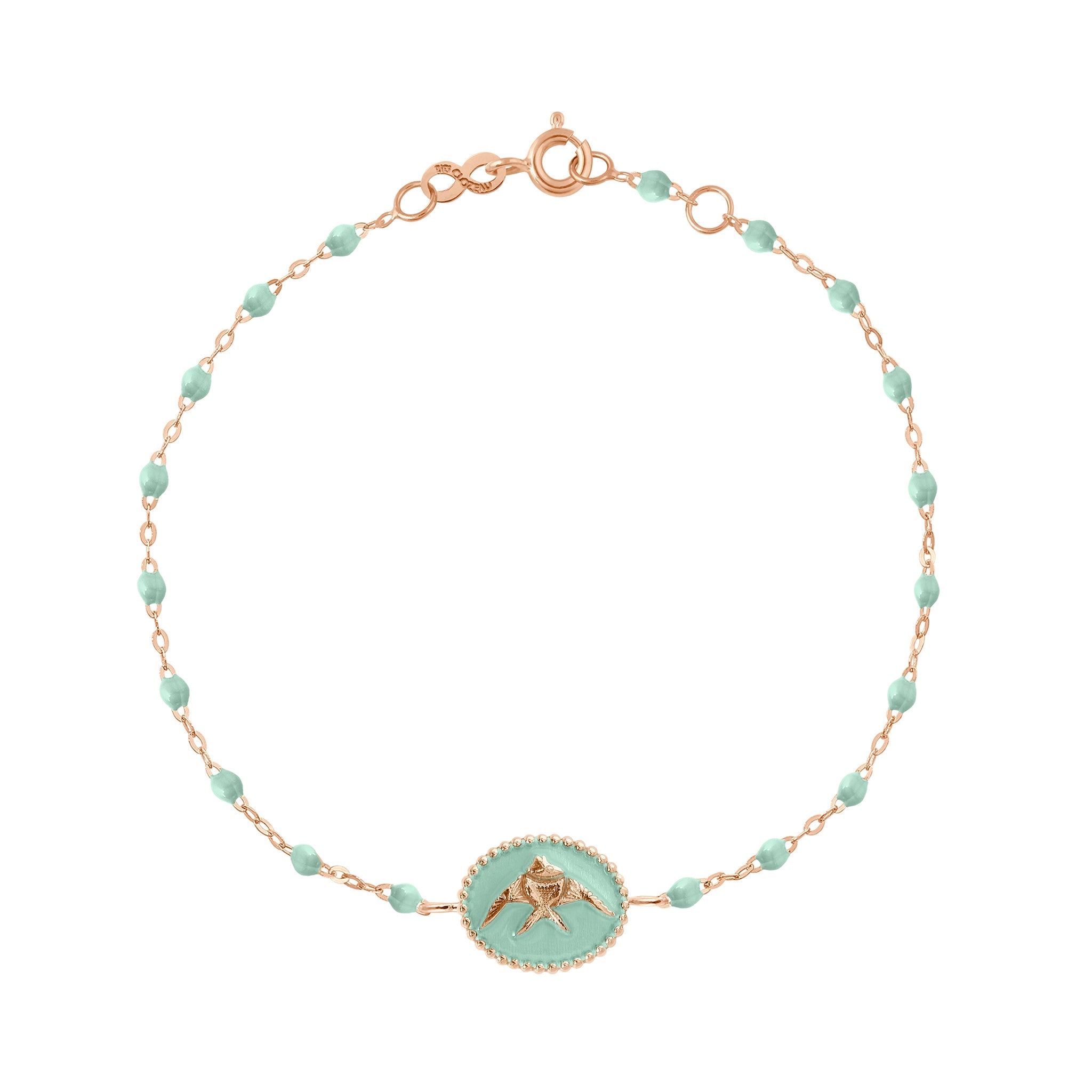 Bracelet Poisson Ange résine jade, or rose, 17 cm voyage Référence :  b3po002r1717xx -1