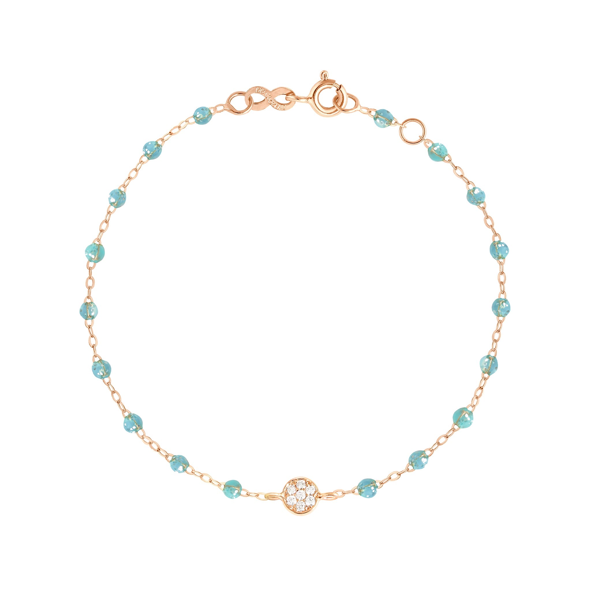 Bracelet aqua Puce diamants, or rose, 17 cm