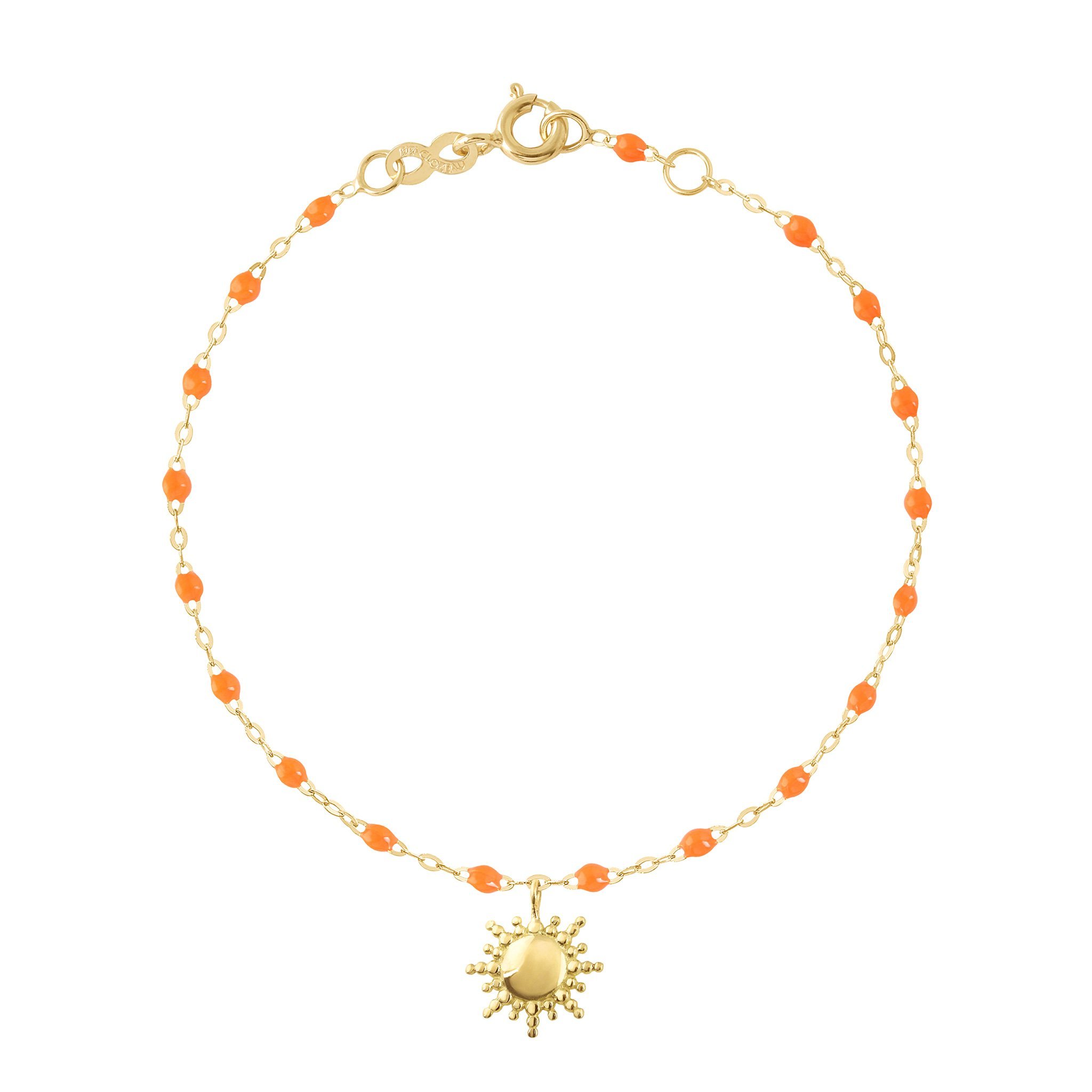 Bracelet orange fluo Soleil, or jaune, 17 cm