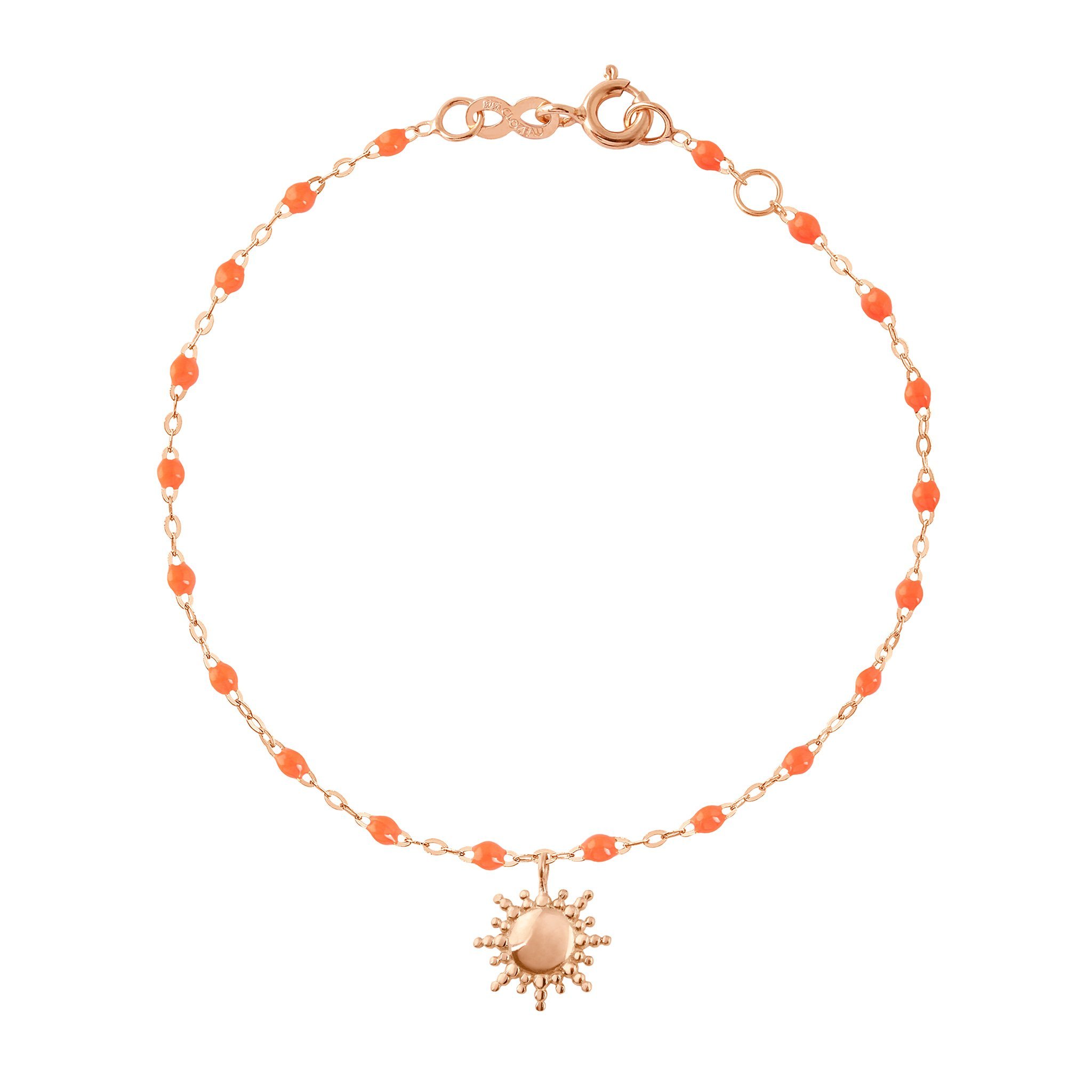 Bracelet orange fluo Soleil, or rose, 17 cm