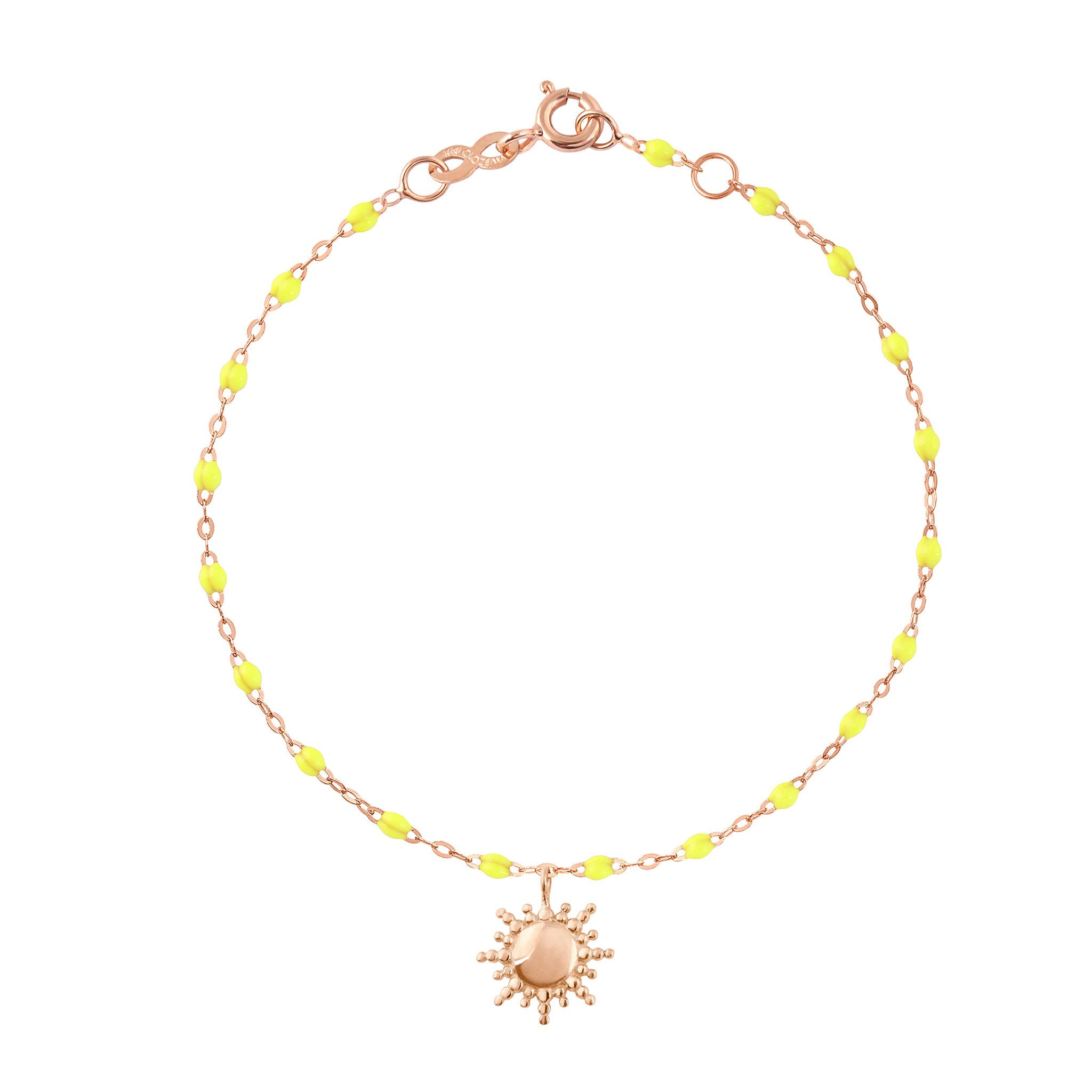 Bracelet jaune fluo Soleil, or rose, 17 cm