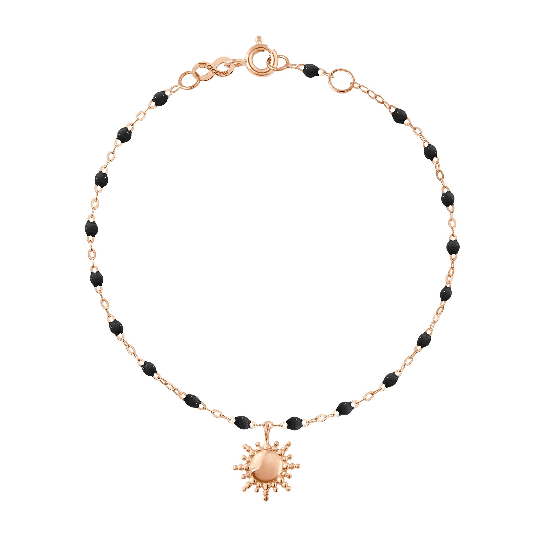 Bracelet noir Soleil, or rose, 17 cm pirate Référence :  b3so001r2017xx -1