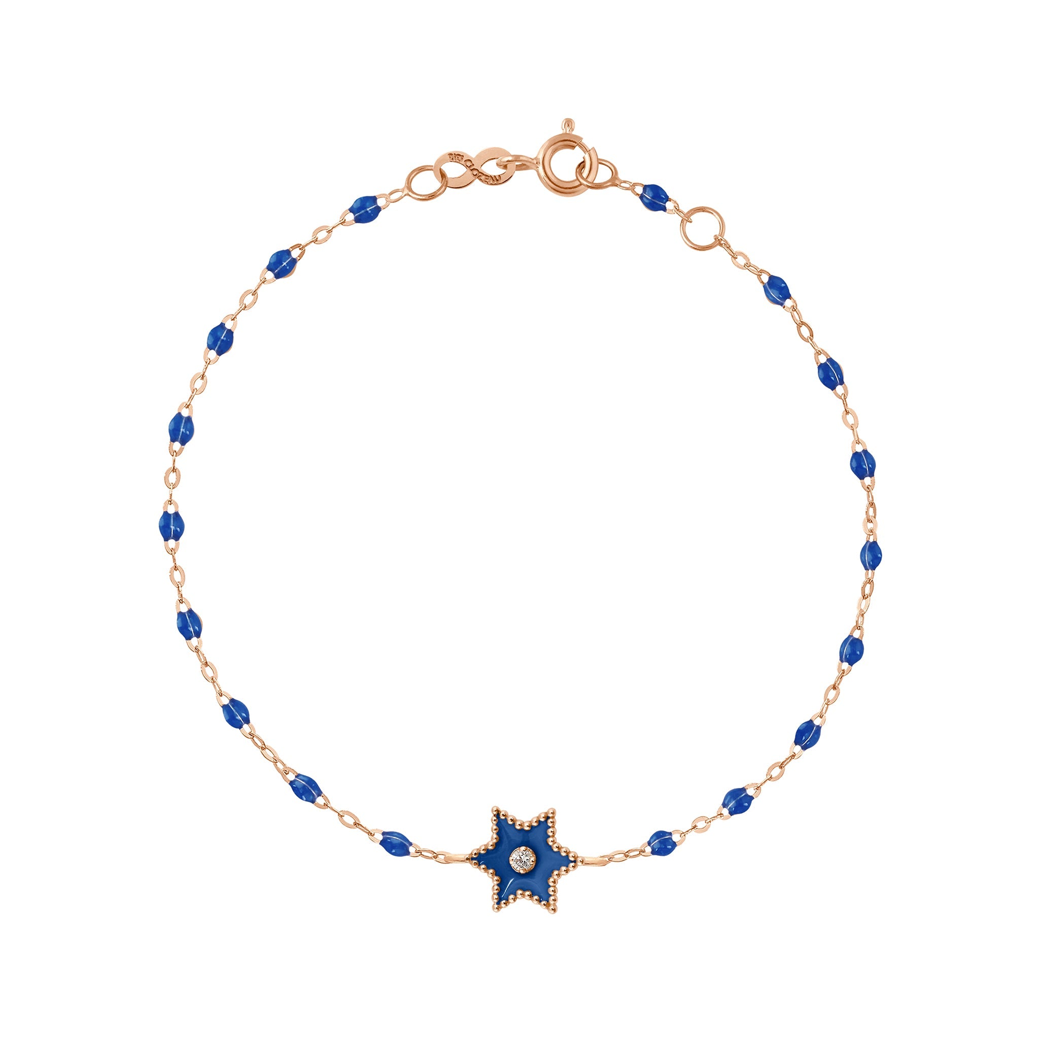 Bracelet Etoile Star résine prusse, diamant, or rose, 17 cm pirate Référence :  b3st001r0717di -1