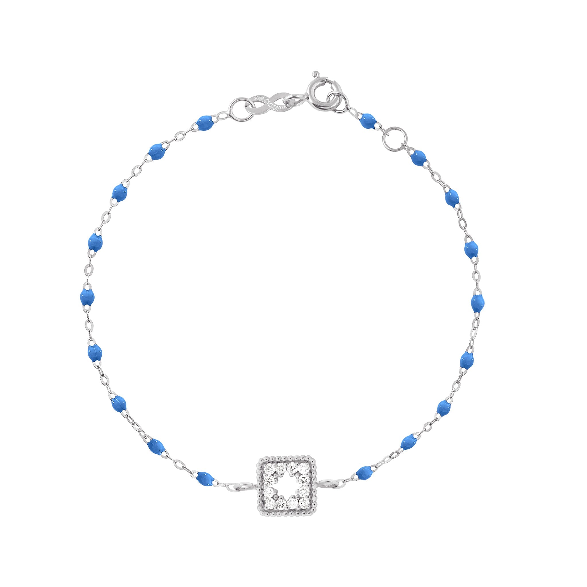Bracelet bleu fluo Trésor, diamants, or blanc, 17 cm  Référence :  b3tr001g0417di -1