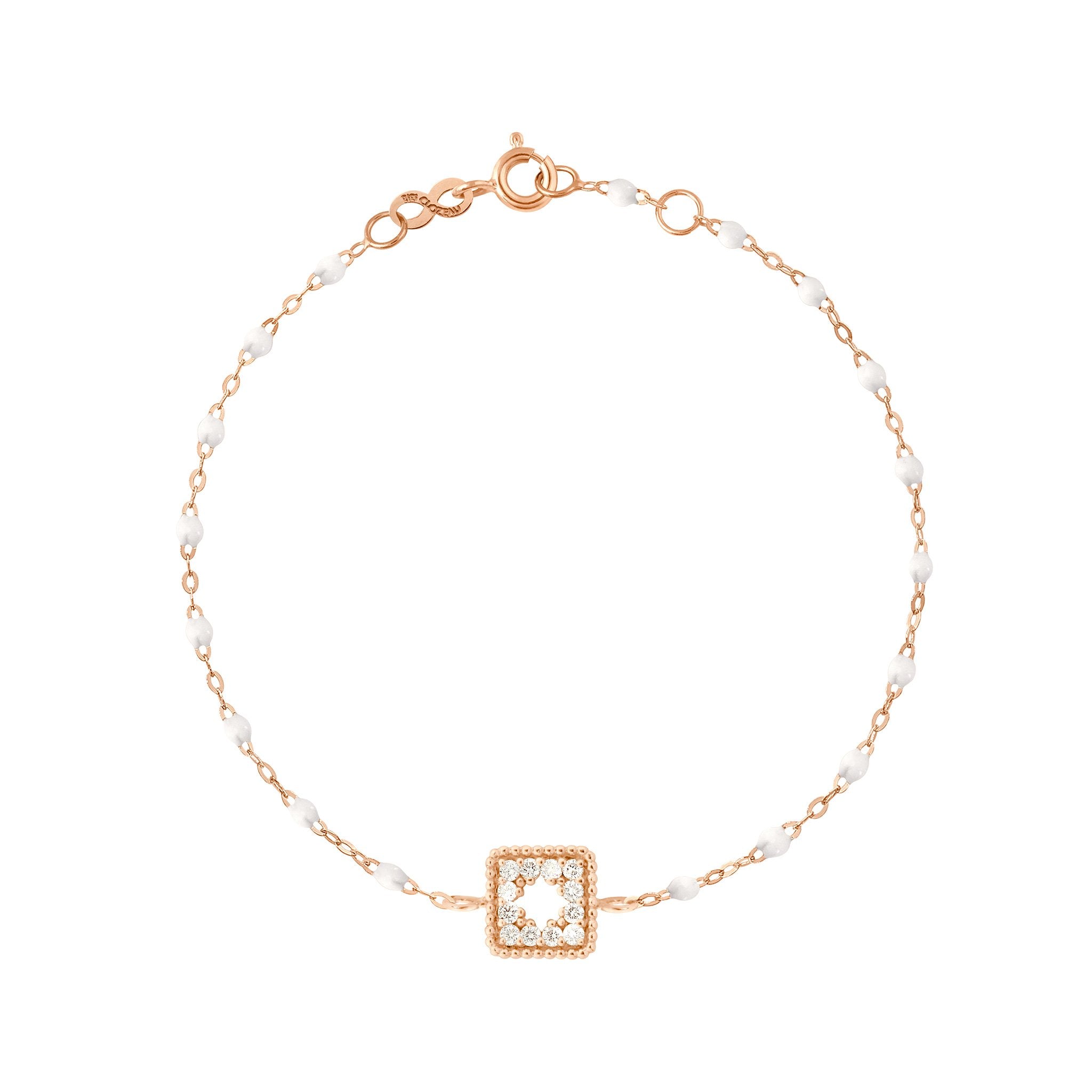 Bracelet blanc Trésor, diamants, or rose, 17 cm pirate Référence :  b3tr001r0117di -1