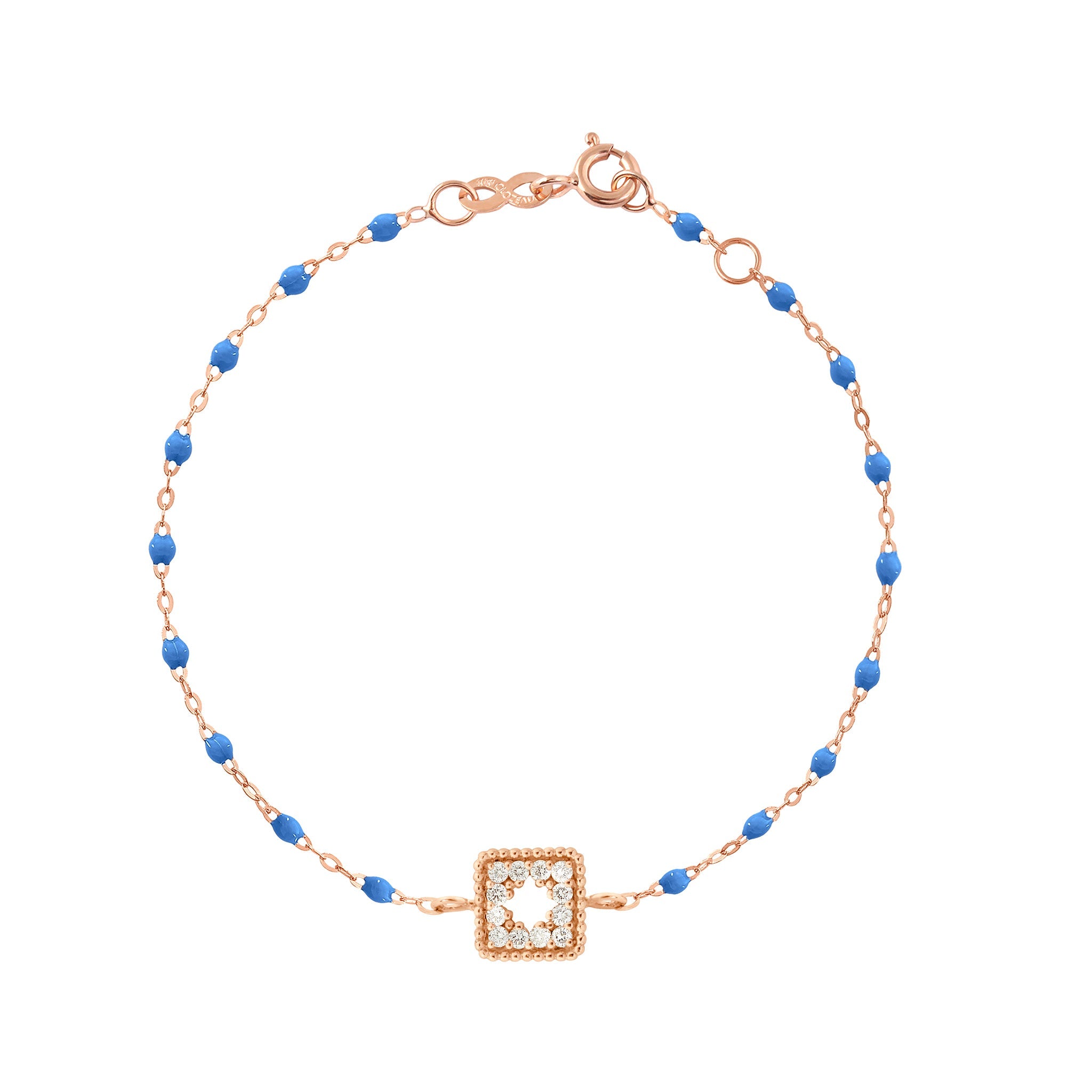 Bracelet bleu fluo Trésor, diamants, or rose, 17 cm  Référence :  b3tr001r0417di -1