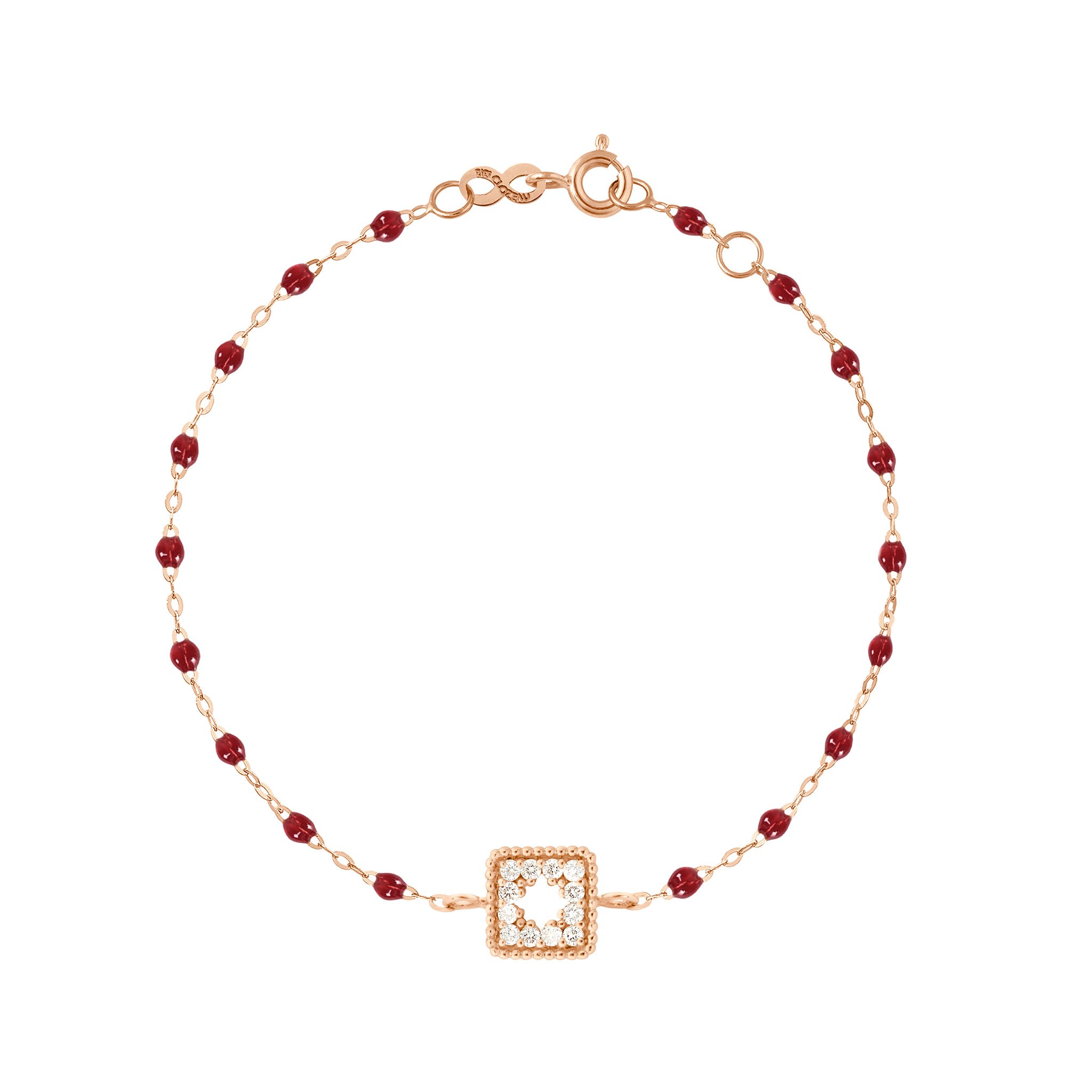 Bracelet rouge Trésor, diamants, or rose, 17 cm  Référence :  b3tr001r3017di -1