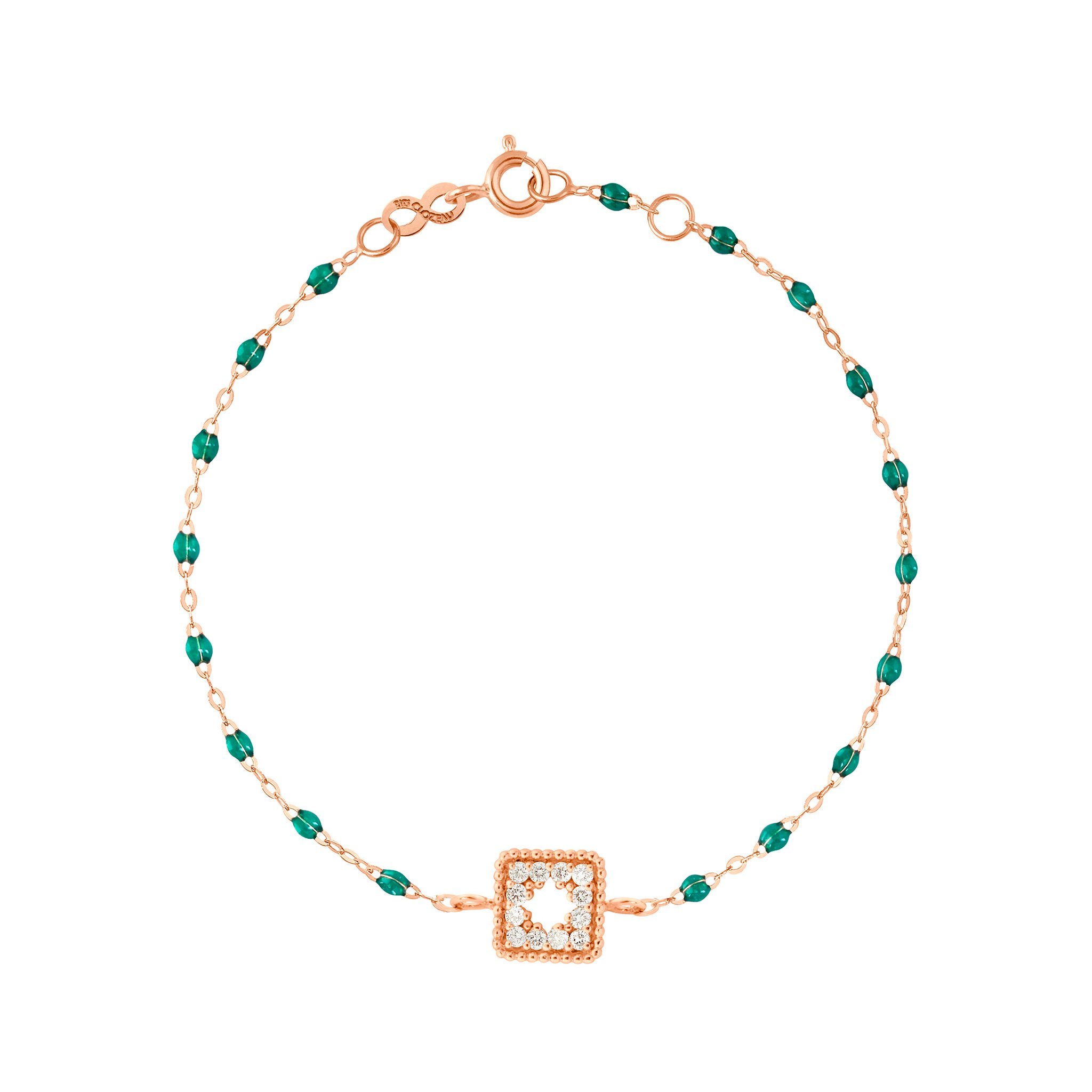 Bracelet émeraude Trésor, diamants, or rose, 17 cm  Référence :  b3tr001r3517di -1