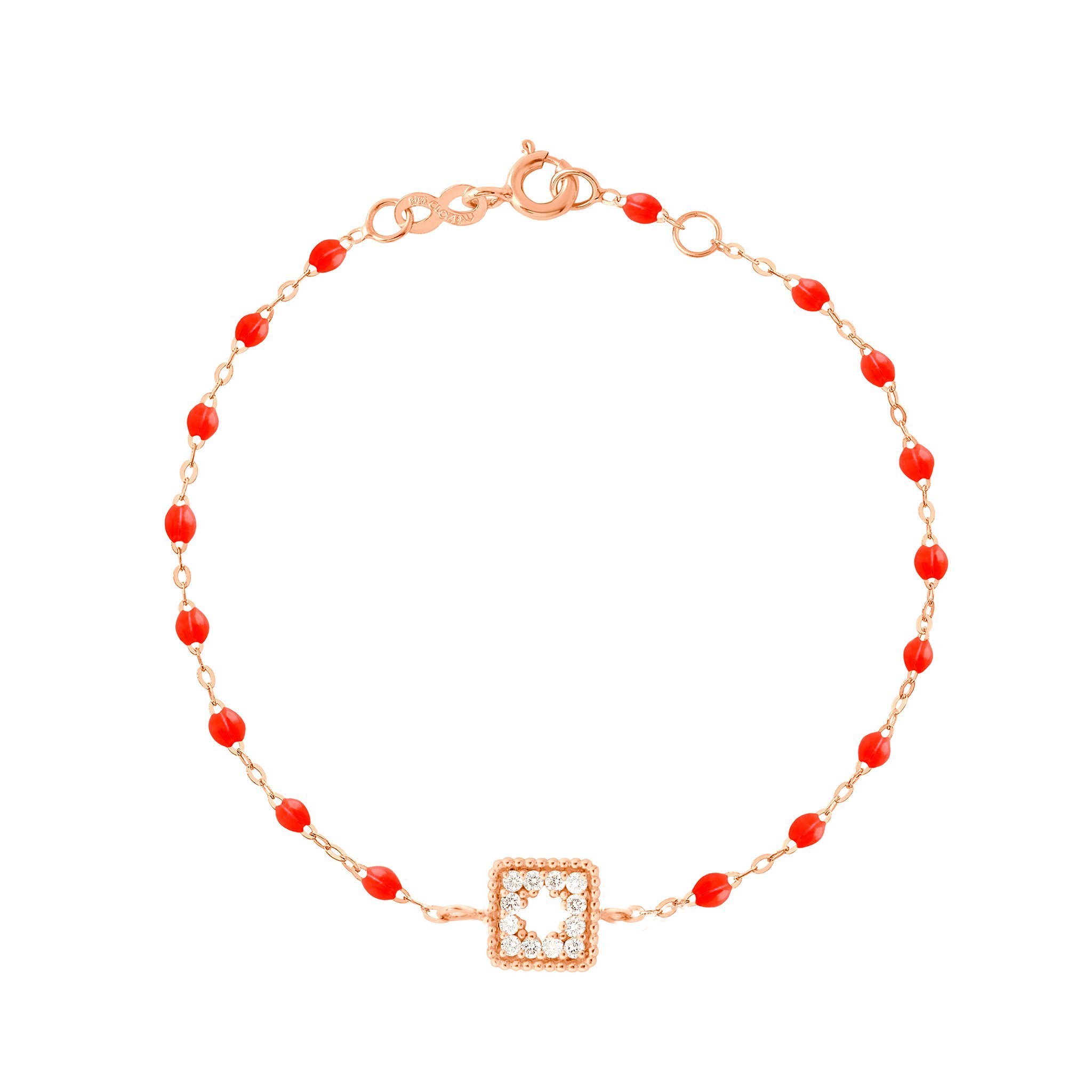 Bracelet corail Trésor, diamants, or rose, 17 cm  Référence :  b3tr001r5817di -1