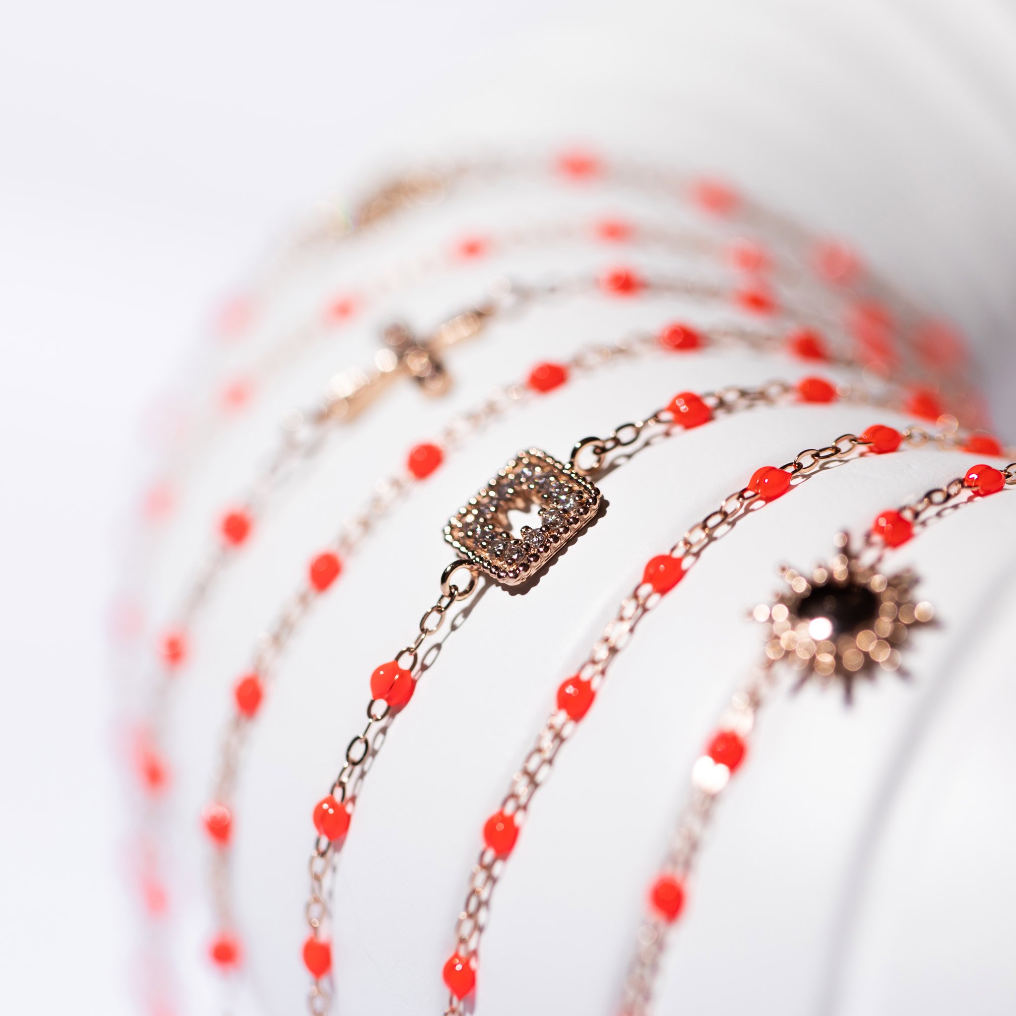 Bracelet corail Trésor, diamants, or rose, 17 cm  Référence :  b3tr001r5817di -2