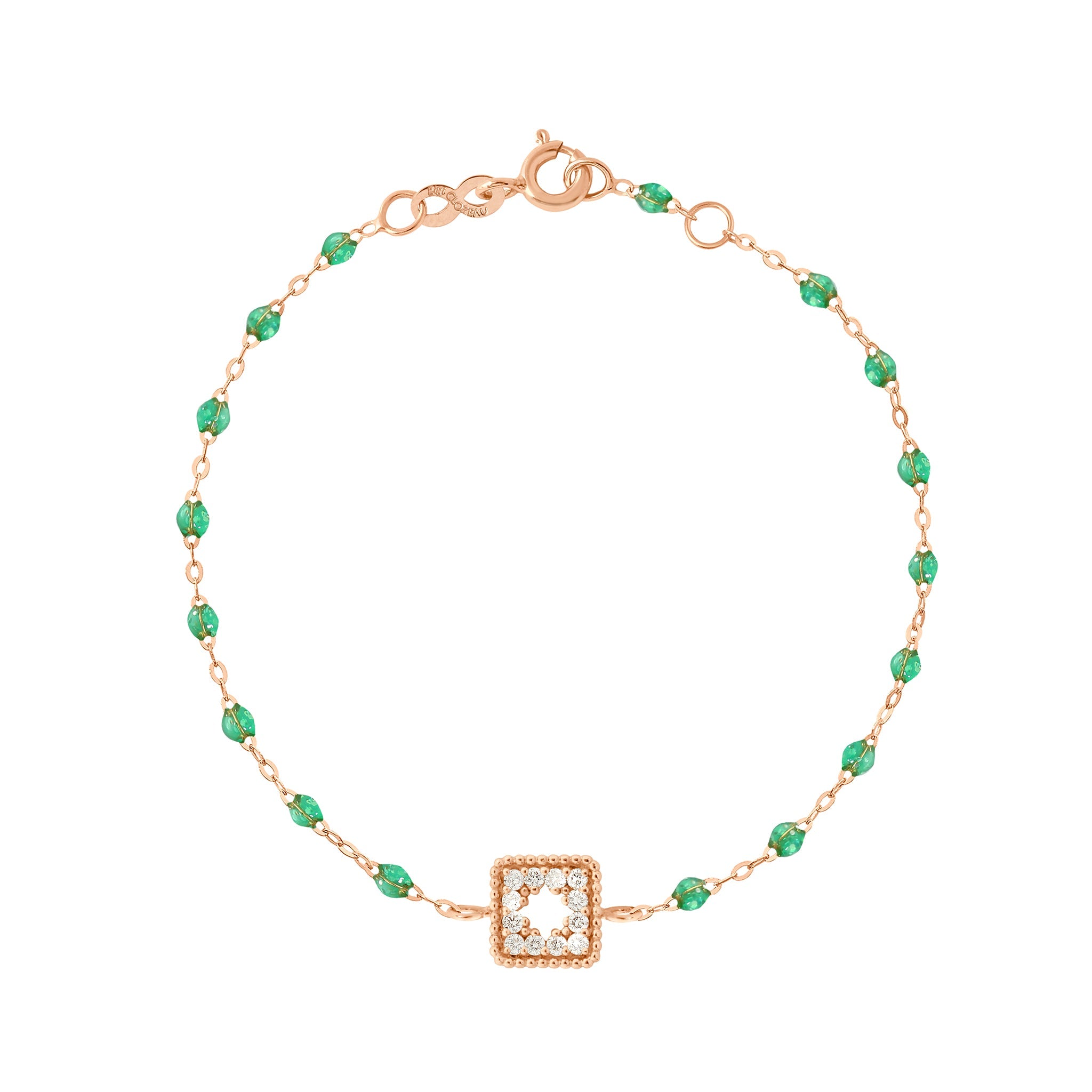 Bracelet menthe Trésor, diamants, or rose, 17 cm  Référence :  b3tr001r6017di -1