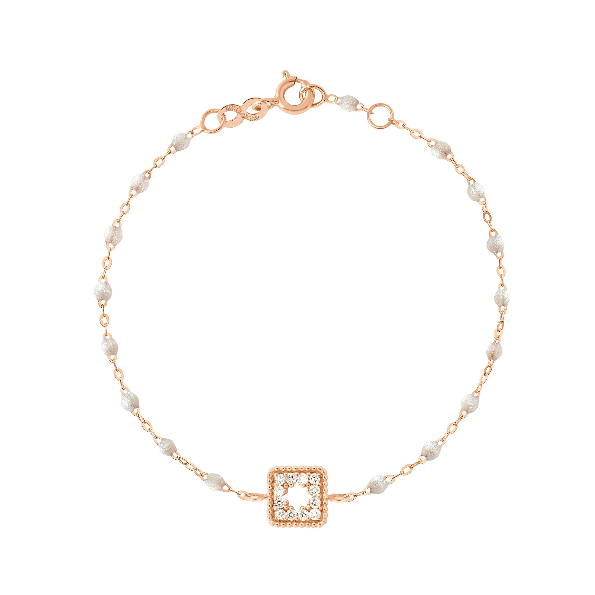 Bracelet opale Trésor, diamants, or rose, 17 cm