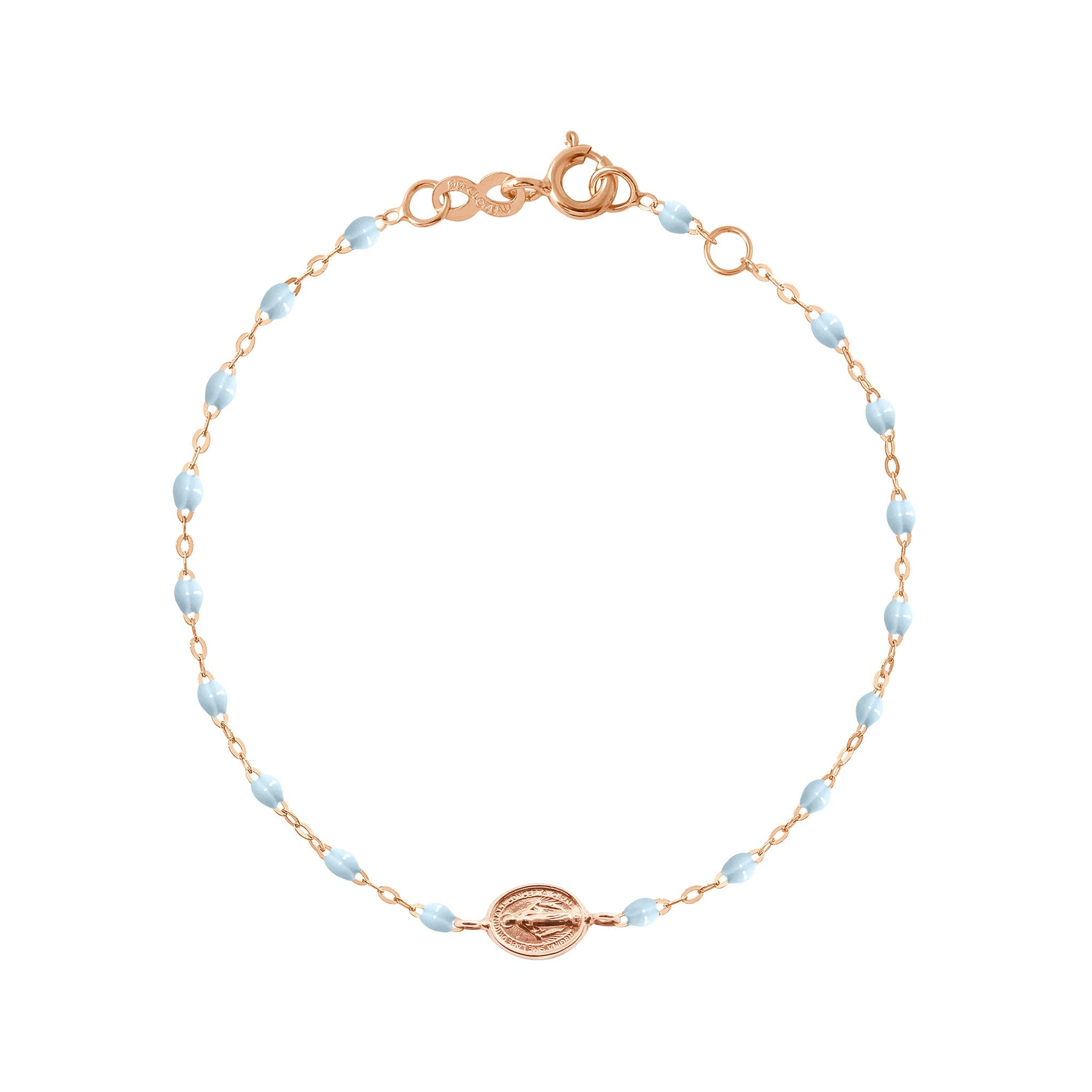 Bracelet bleu layette Madone or rose, 17 cm madone Référence :  b3vi002r1517xx -1