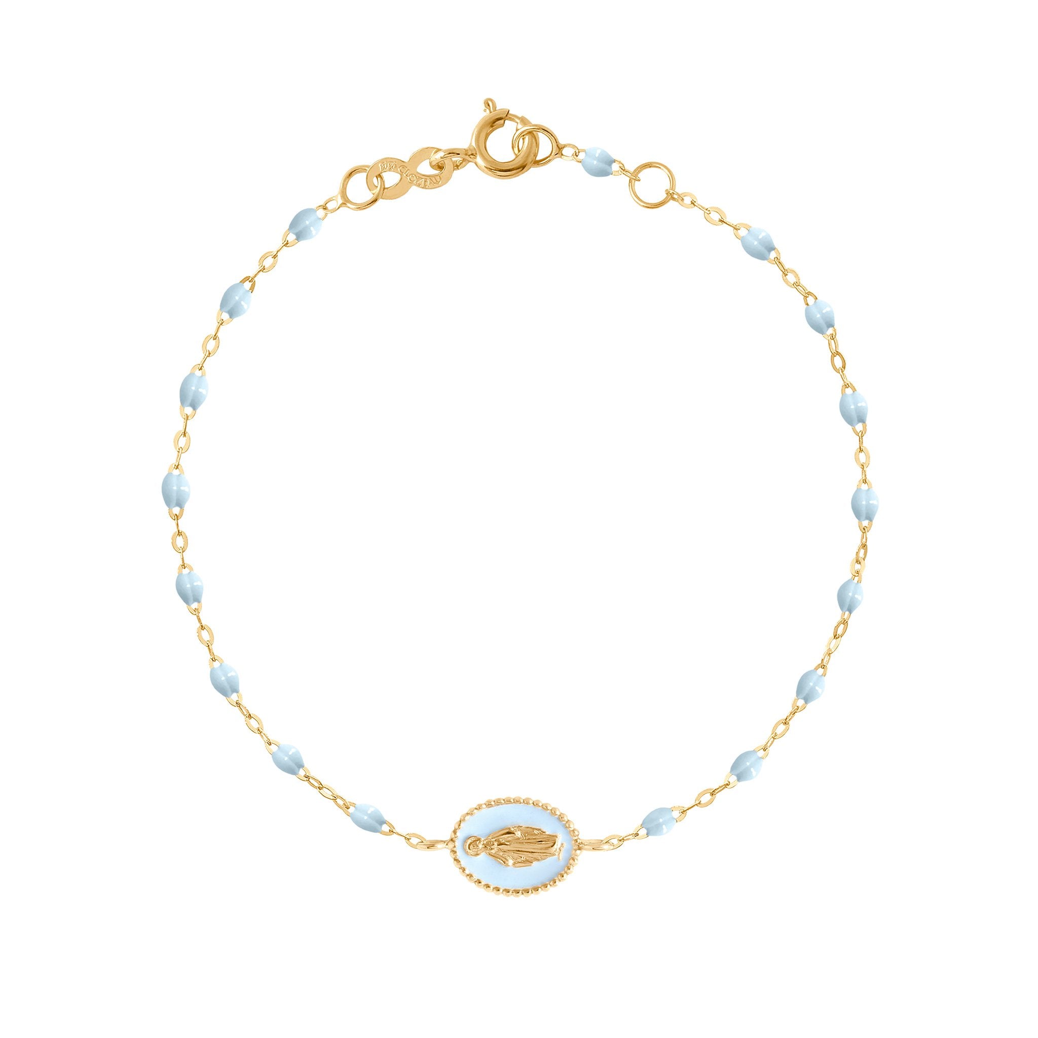 Bracelet Madone résine bleu layette, or jaune, 17 cm madone Référence :  b3vi004j1517xx -1