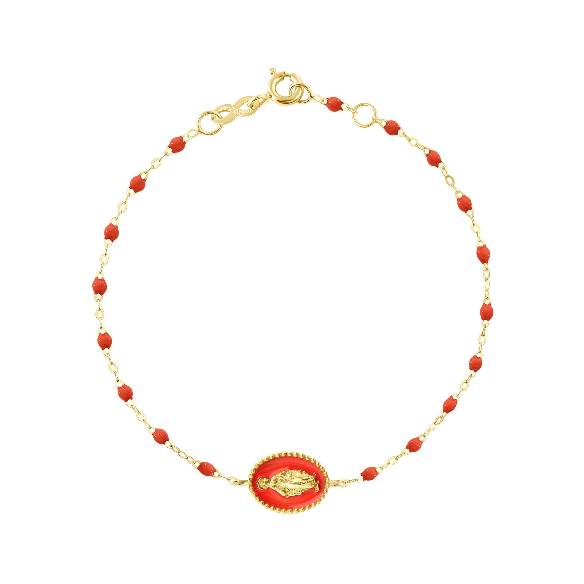 Bracelet Madone résine corail, or jaune, 17 cm madone Référence :  b3vi004j5817xx -1