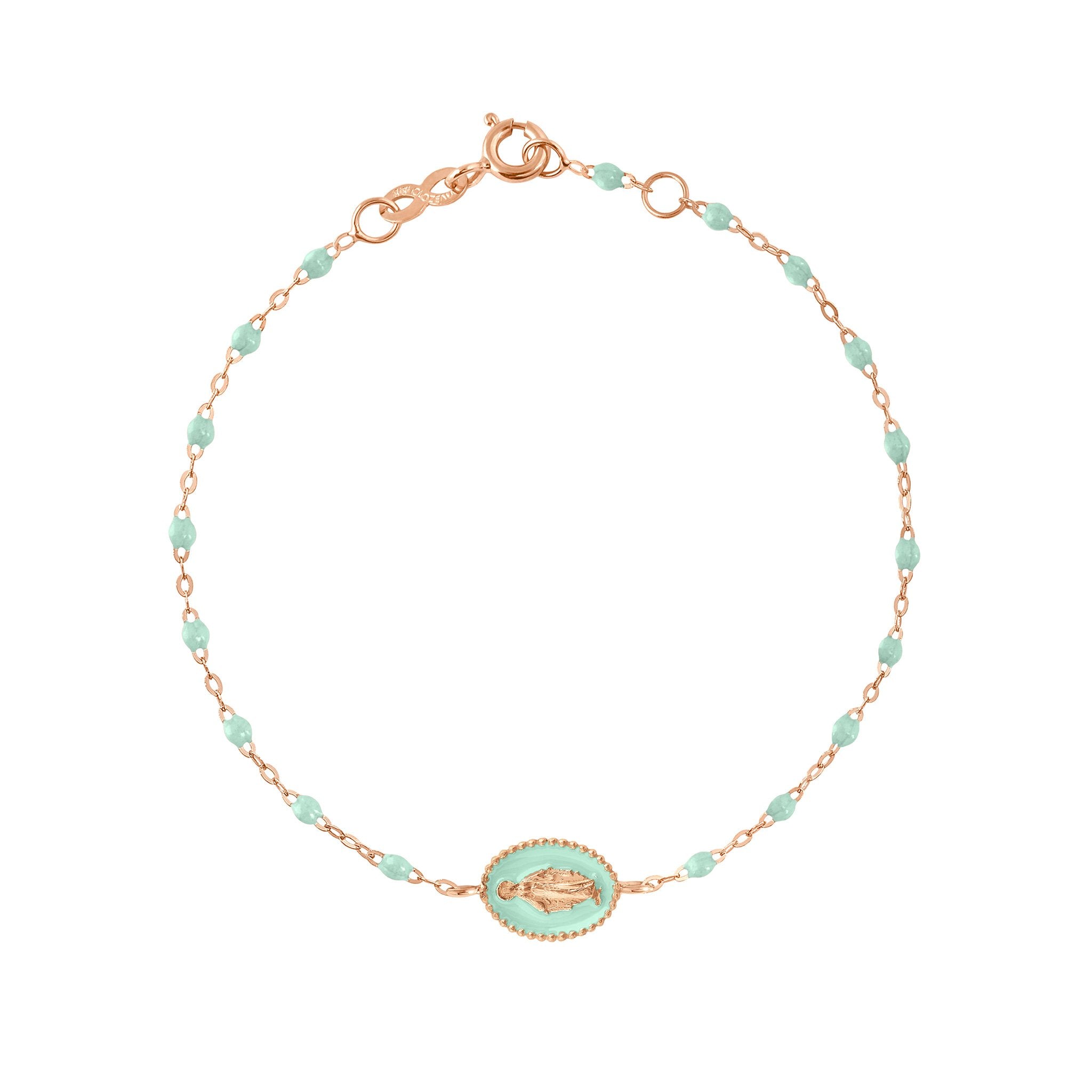 Bracelet Madone résine jade, or rose, 17 cm madone Référence :  b3vi004r1717xx -1
