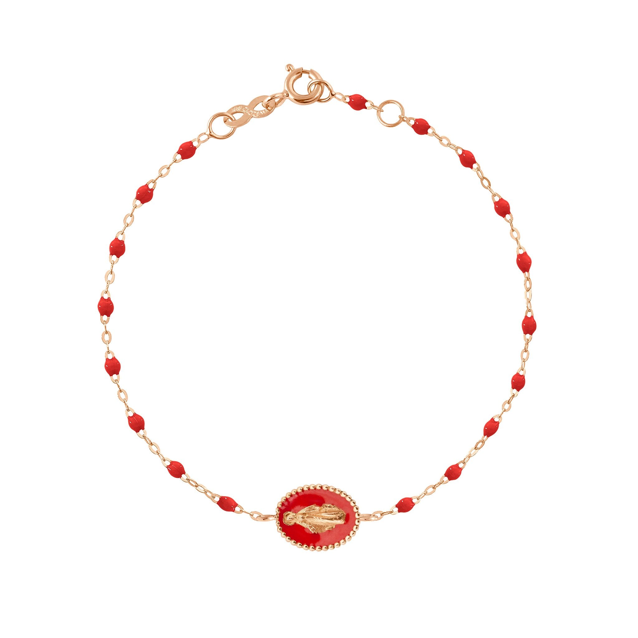 Bracelet Madone résine coquelicot, or rose, 17 cm madone Référence :  b3vi004r3117xx -1