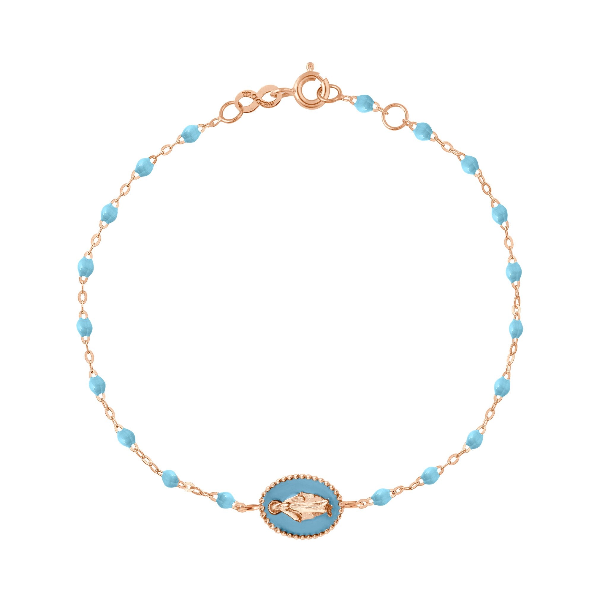 Bracelet Madone résine turquoise, or rose, 17 cm madone Référence :  b3vi004r3417xx -1