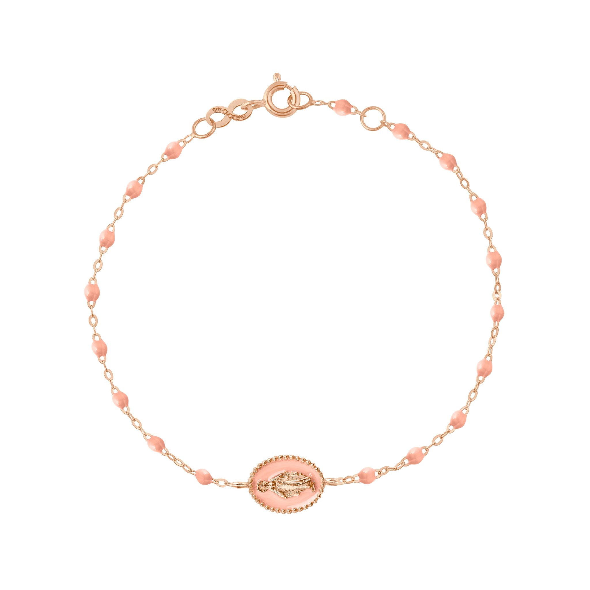 Bracelet Madone résine saumon, or rose, 17 cm madone Référence :  b3vi004r4817xx -1
