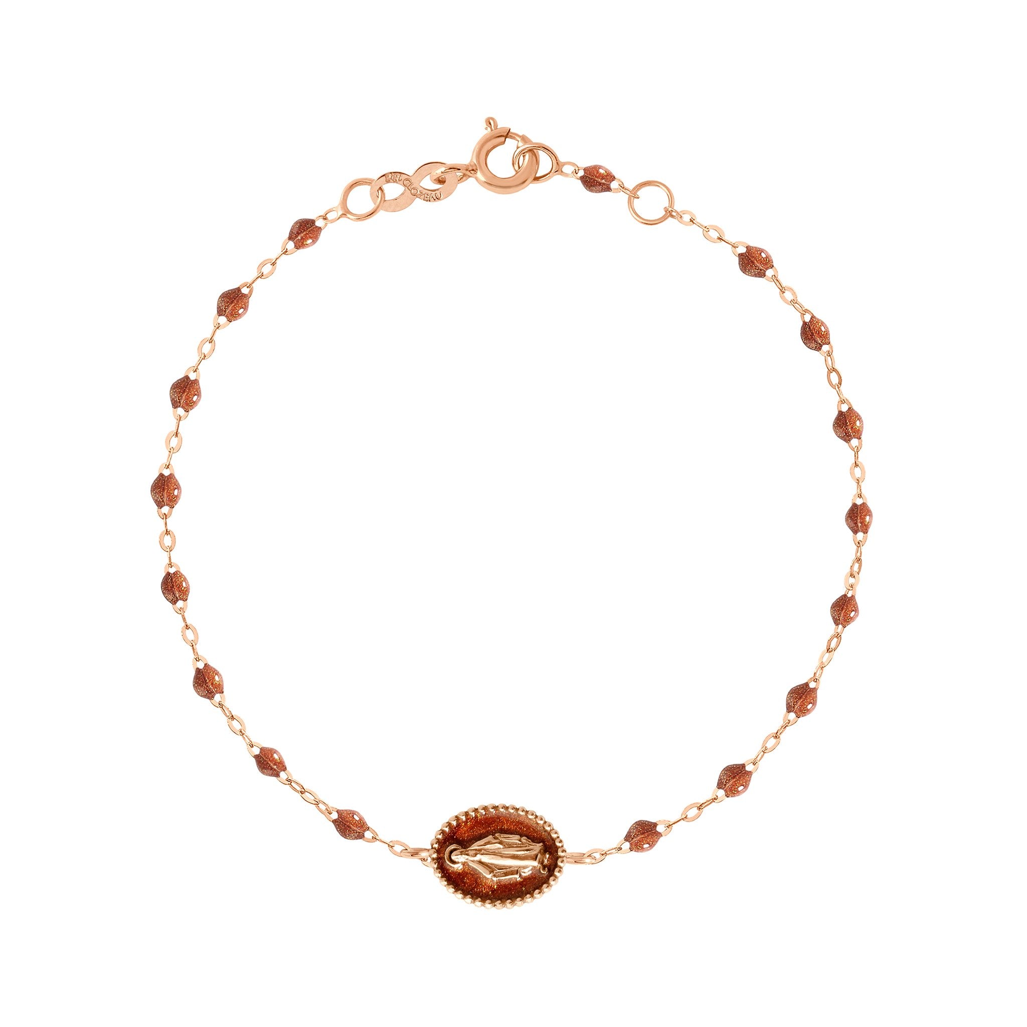 Bracelet Madone résine fauve, or rose, 17 cm madone Référence :  b3vi004r5917xx -1