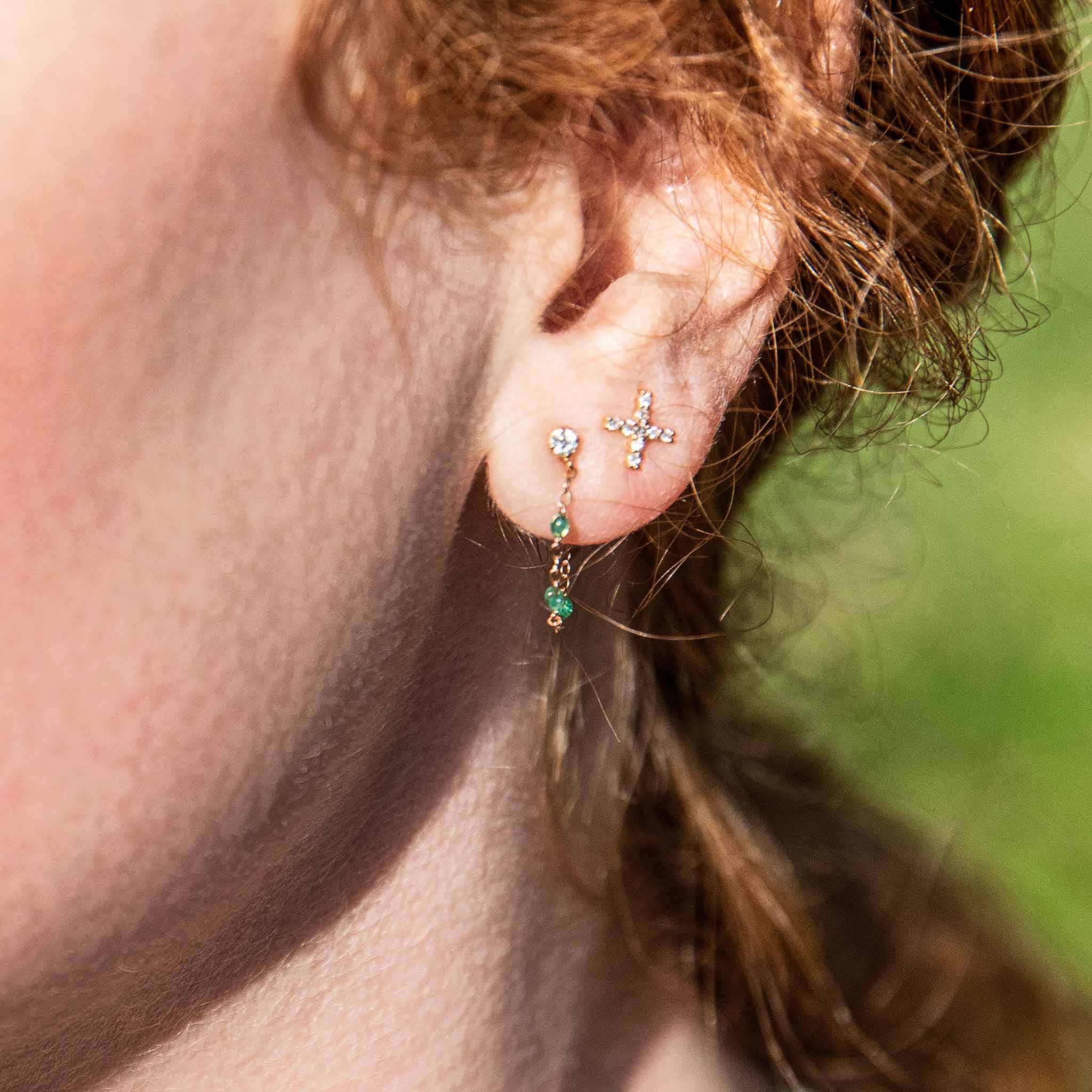 Boucles d'oreilles menthe Gigi Suprême, or rose, diamants gigi suprême Référence :  b4gs001r60xxdi -2