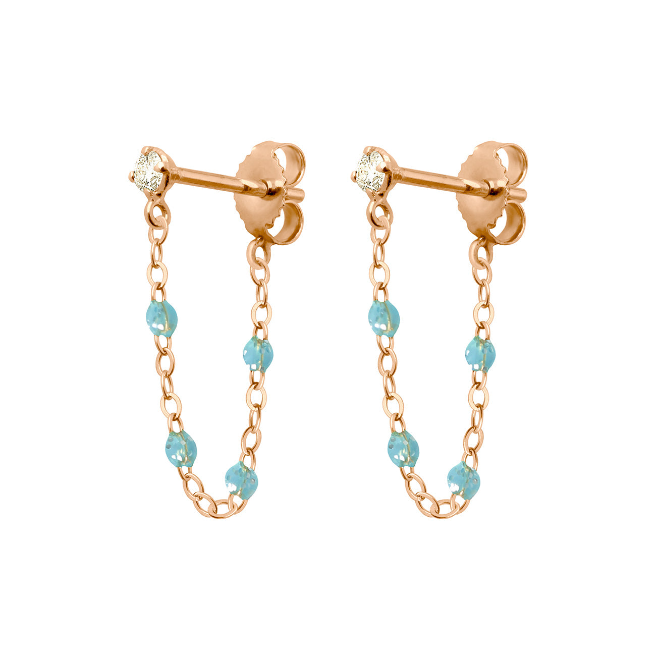 Boucles d'oreilles aqua Gigi Suprême, or rose, diamants