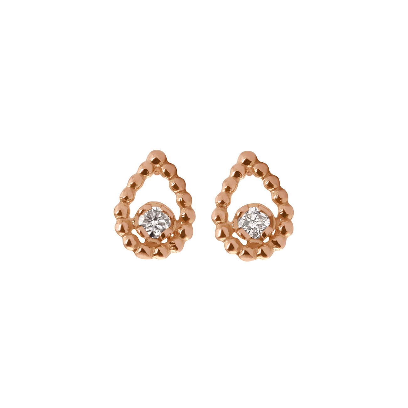 Boucles d'oreilles Lucky Lotus, diamants, or rose