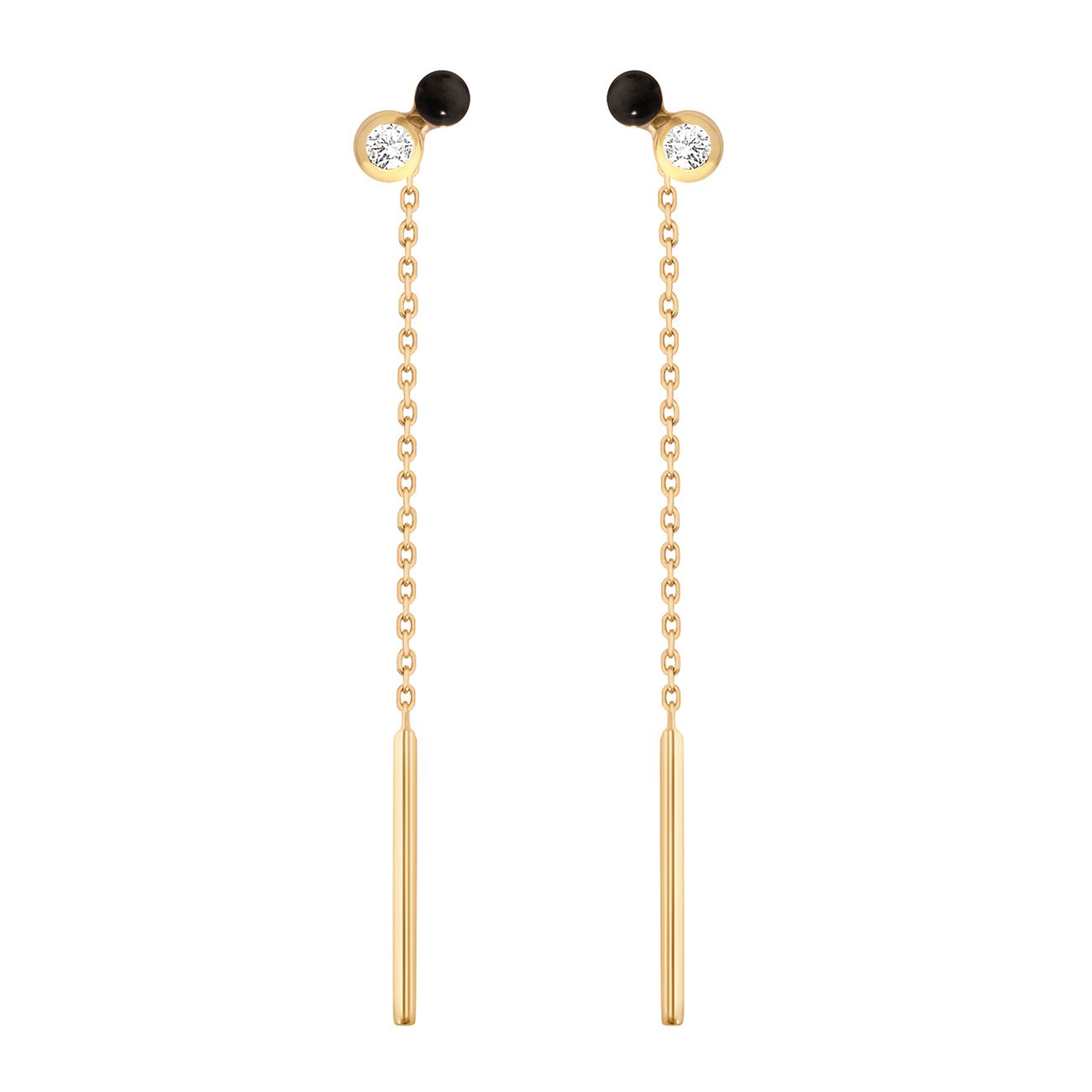 Boucles d'oreilles Dot, résine noire, diamants, or jaune pirate Référence :  b4md003j20xxdi -1