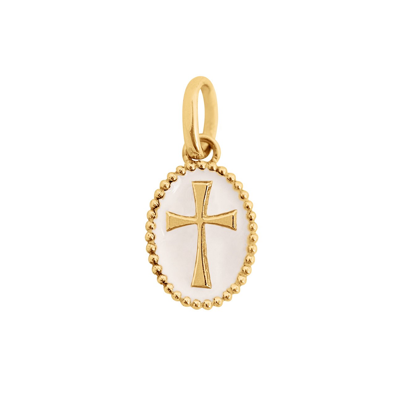 Pendentif Croix résine blanche, or jaune madone Référence :  b5co009j01xxxx -1