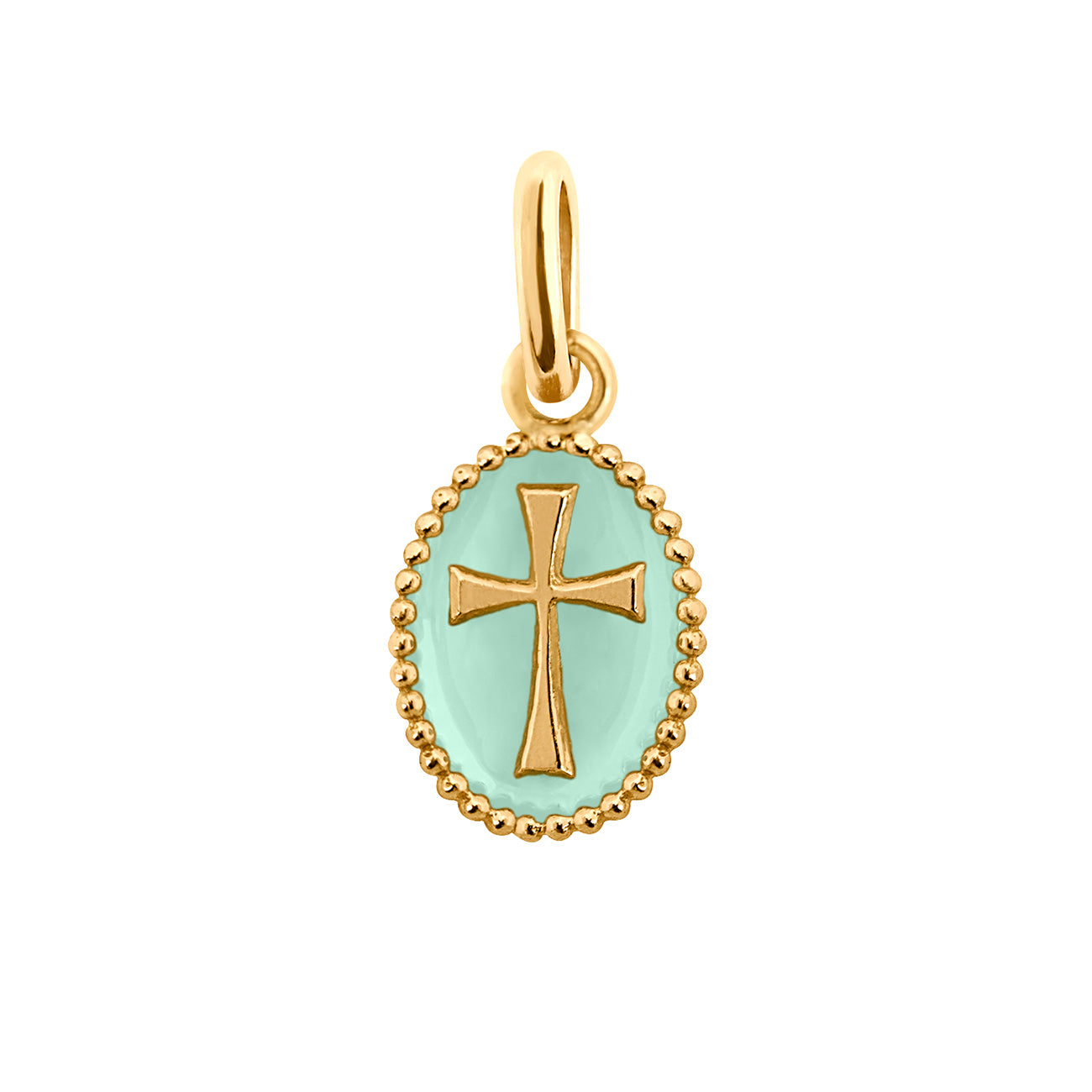 Pendentif Croix résine jade, or jaune madone Référence :  b5co009j17xxxx -1