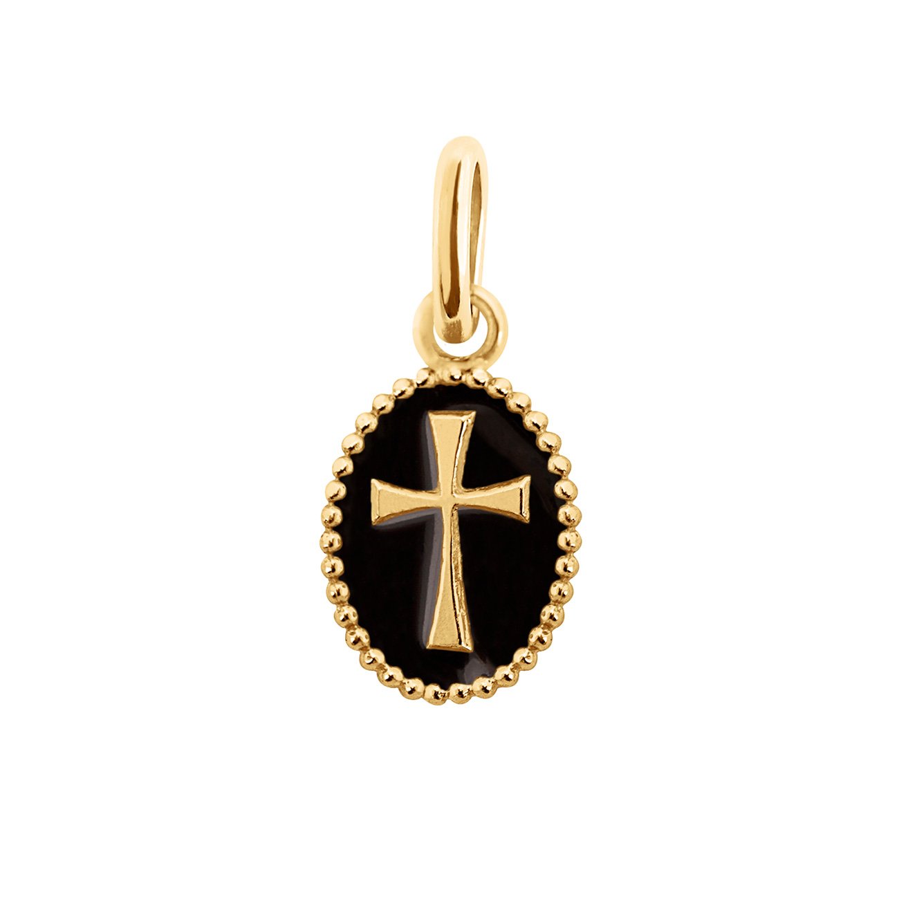 Pendentif Croix résine noire, or jaune madone Référence :  b5co009j20xxxx -1