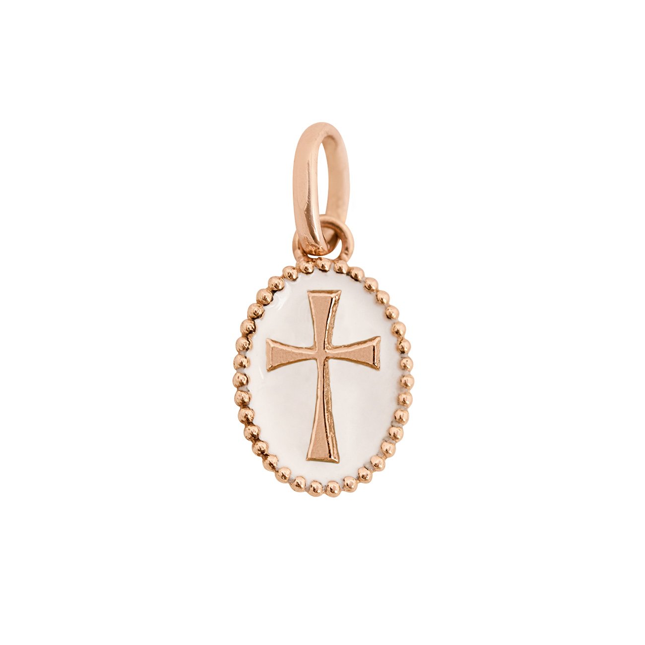 Pendentif Croix résine blanche, or rose madone Référence :  b5co009r01xxxx -1