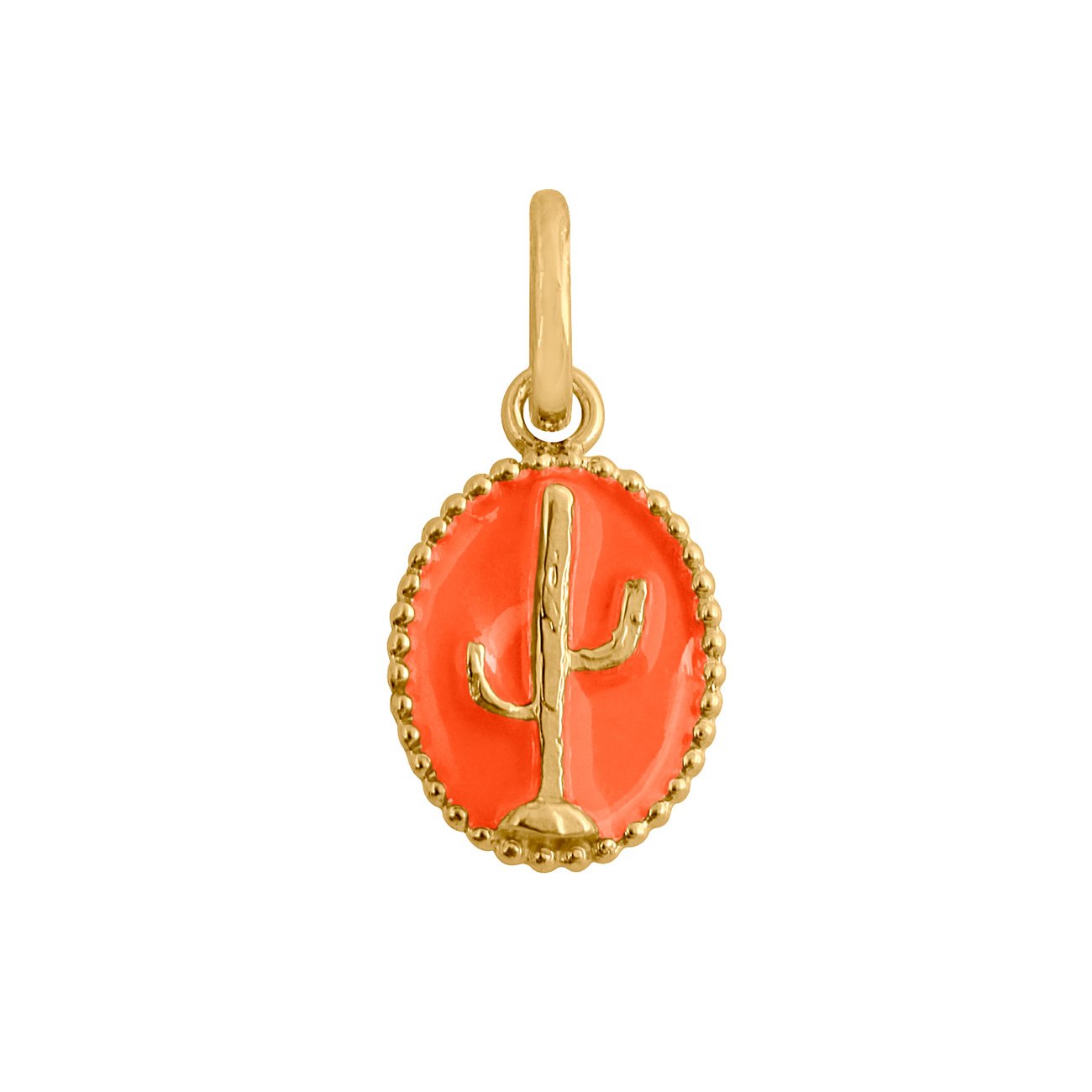 Pendentif Cactus résine orange fluo, or jaune voyage Référence :  b5ct001j13xxxx -1