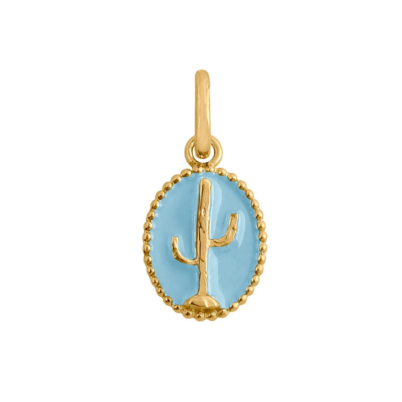 Pendentif Cactus résine turquoise, or jaune voyage Référence :  b5ct001j34xxxx -1