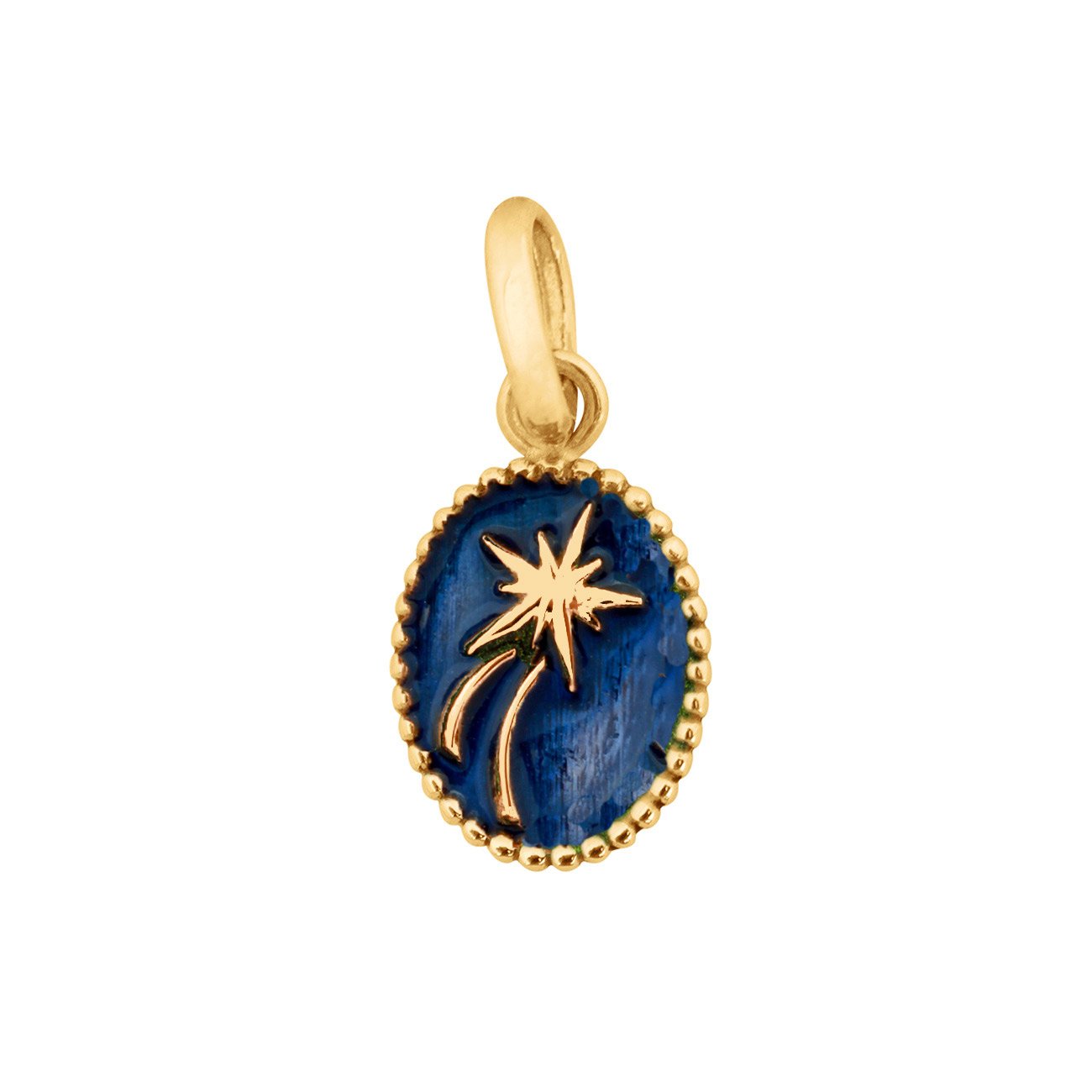 Pendentif Etoile Espoir résine bleu de prusse, or jaune